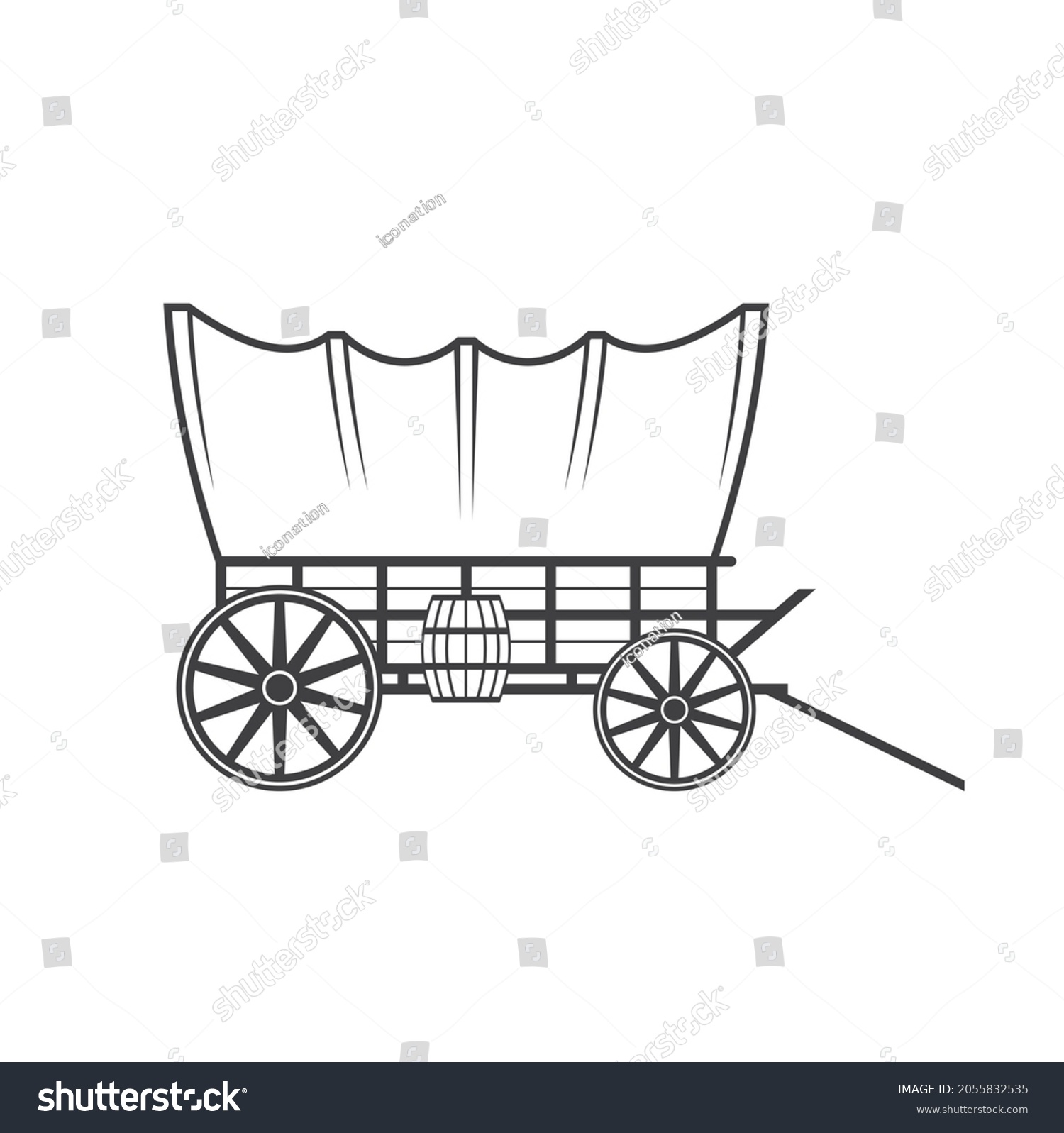 SVG of illustration of Wagon Western Horse, vector art. svg