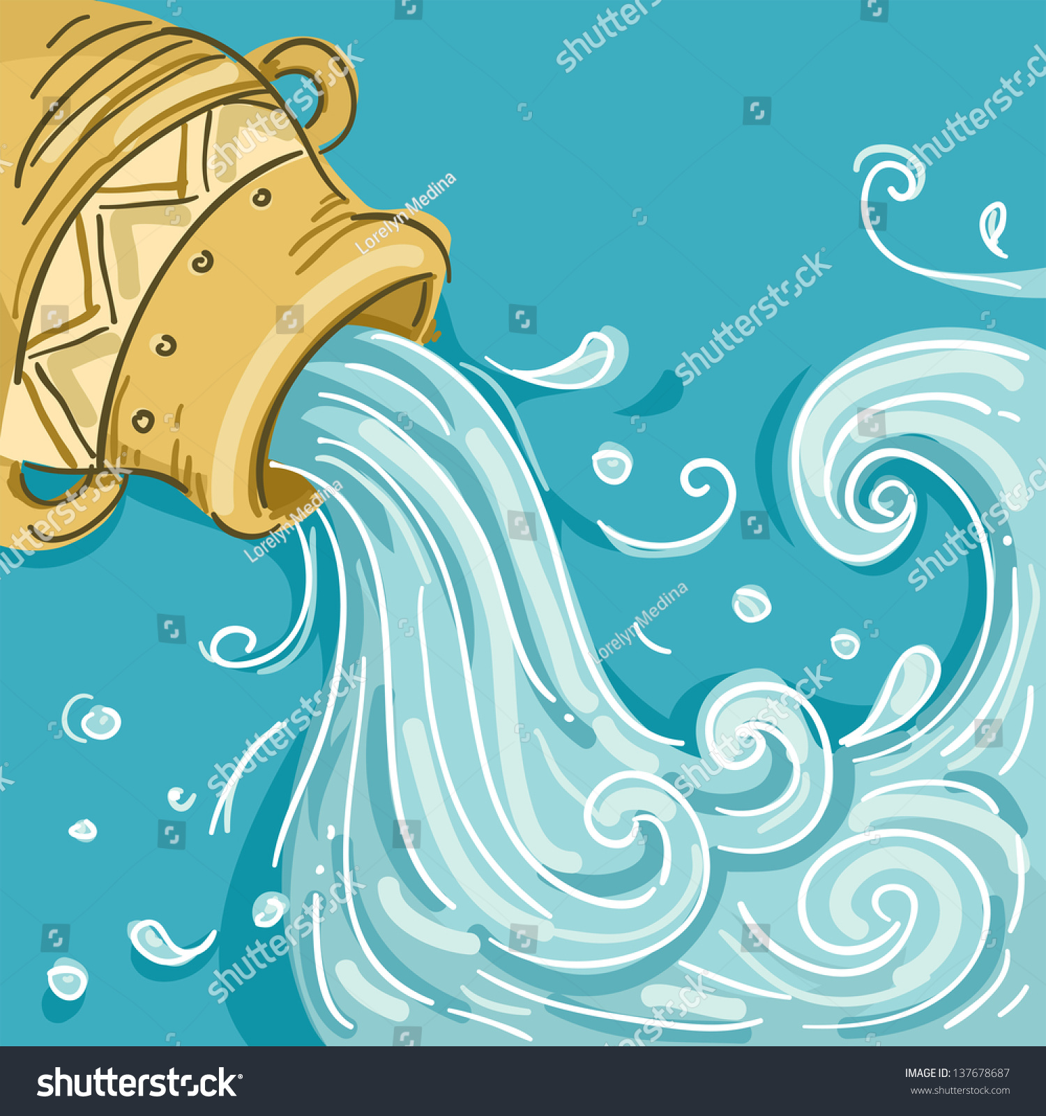 Illustration Water Coming Out Jar Aquarius Stock Vector 137678687 ...