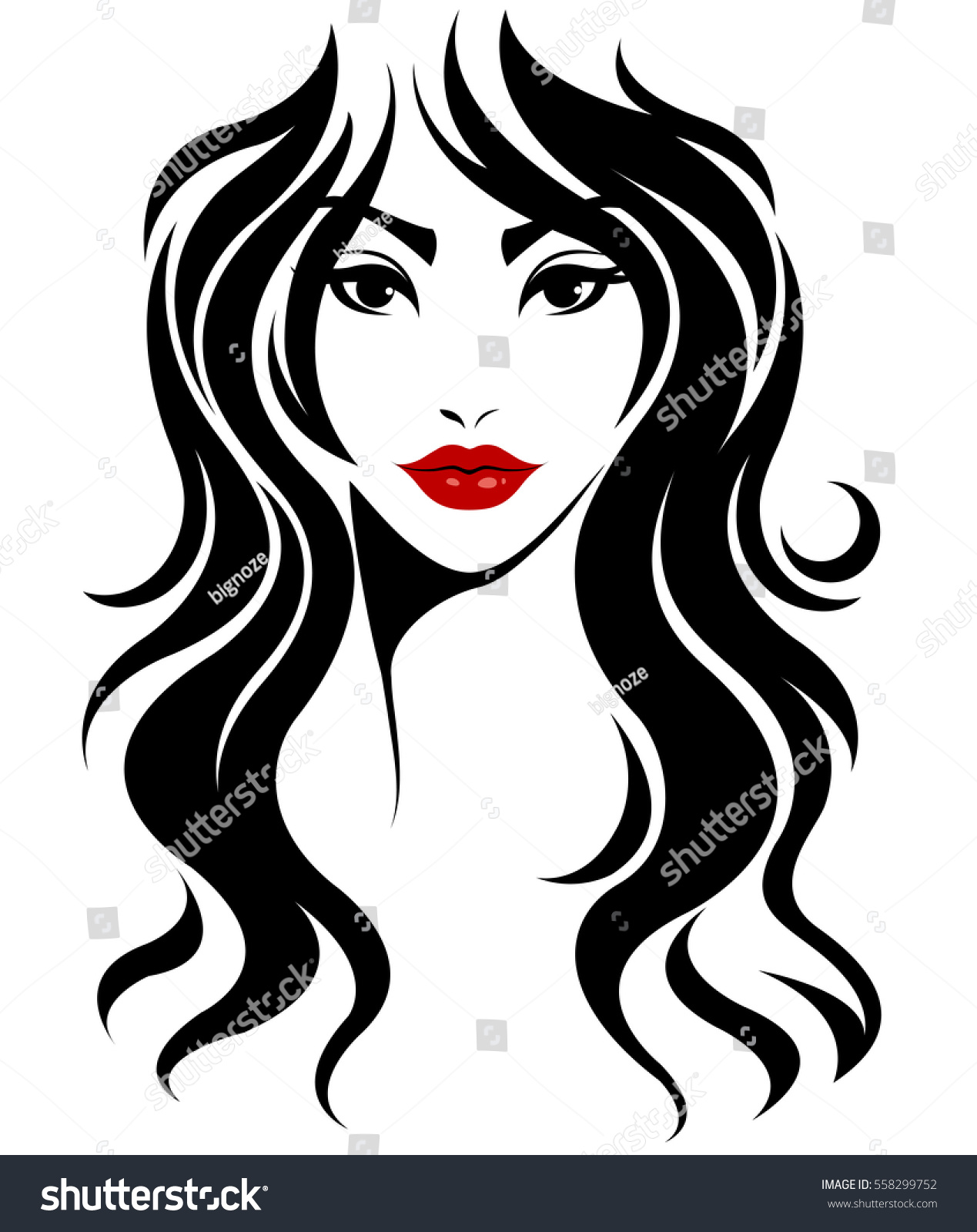 Download Illustration Women Long Hair Style Icon Stock Vector ...