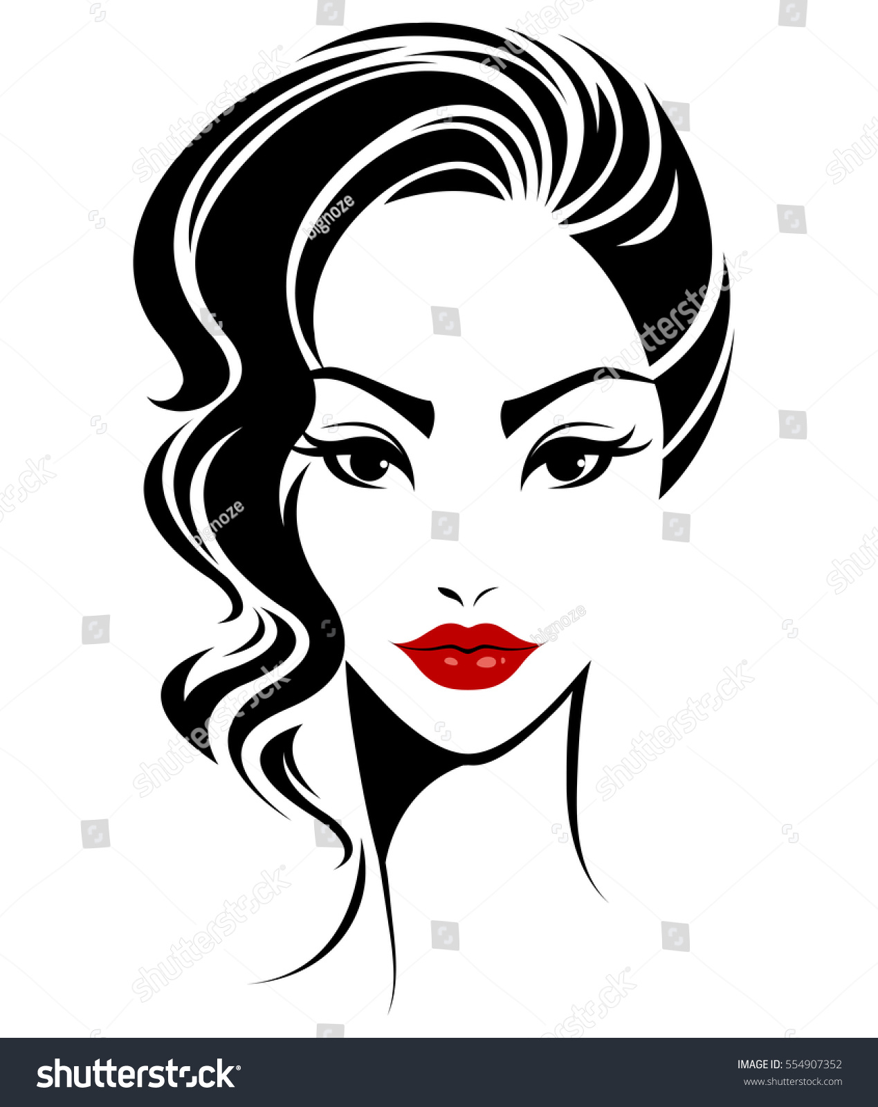 Illustration Women Short Hair Style Icon Stock Vector (Royalty Free ...