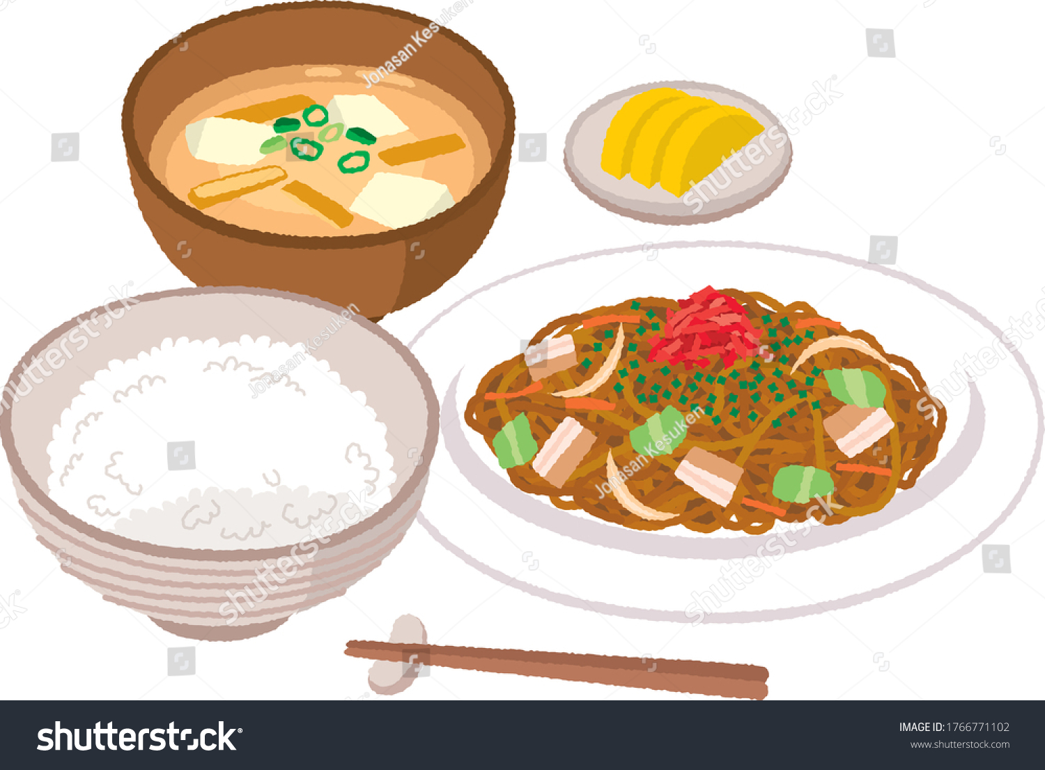 Illustration Yakisoba Set Meal Stock Vector Royalty Free 1766771102