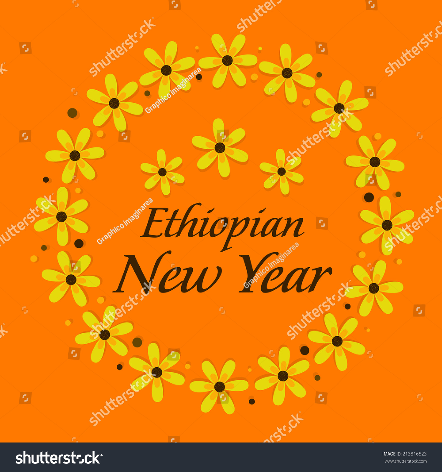 Illustration Yellow Flower Wreaths Ethiopian New Stock Vector Royalty Free