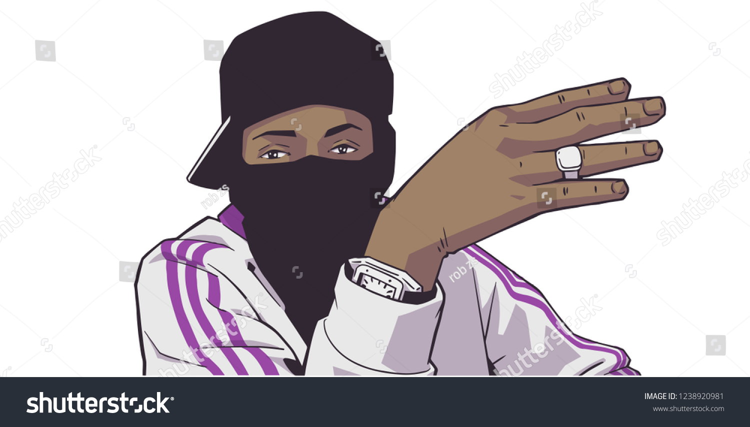 Illustration Young Black London Gang Member Stok Vektor Telifsiz 1238920981