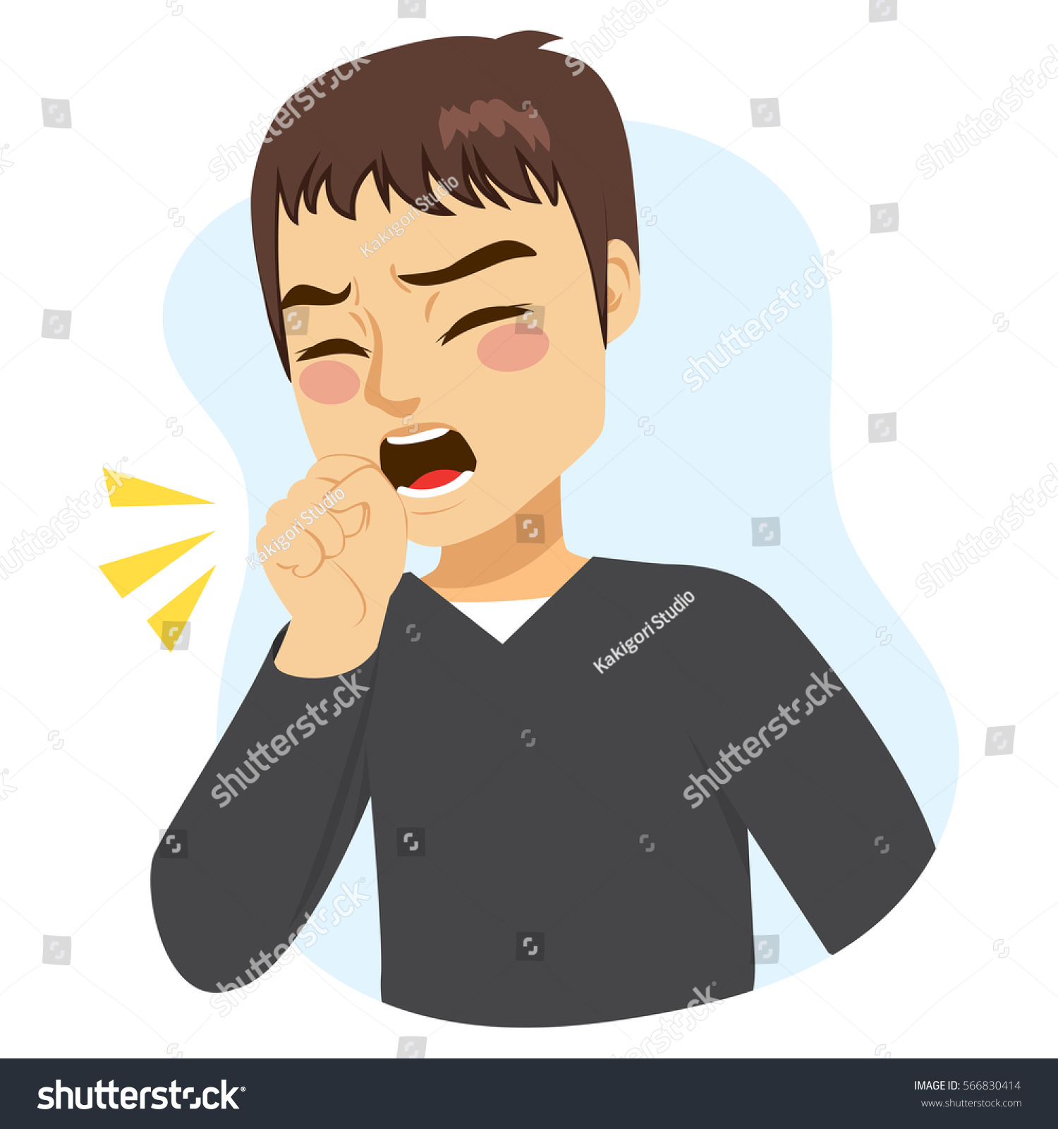 Illustration Young Man Coughing Fist Front Stock Vector (Royalty Free ...