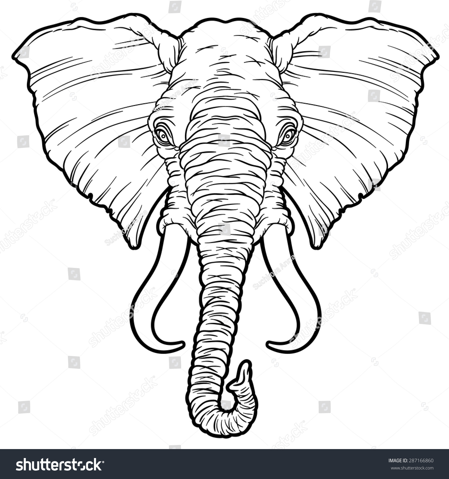 Illustration On African Elephant Vector Hand Stock Vector (Royalty Free ...