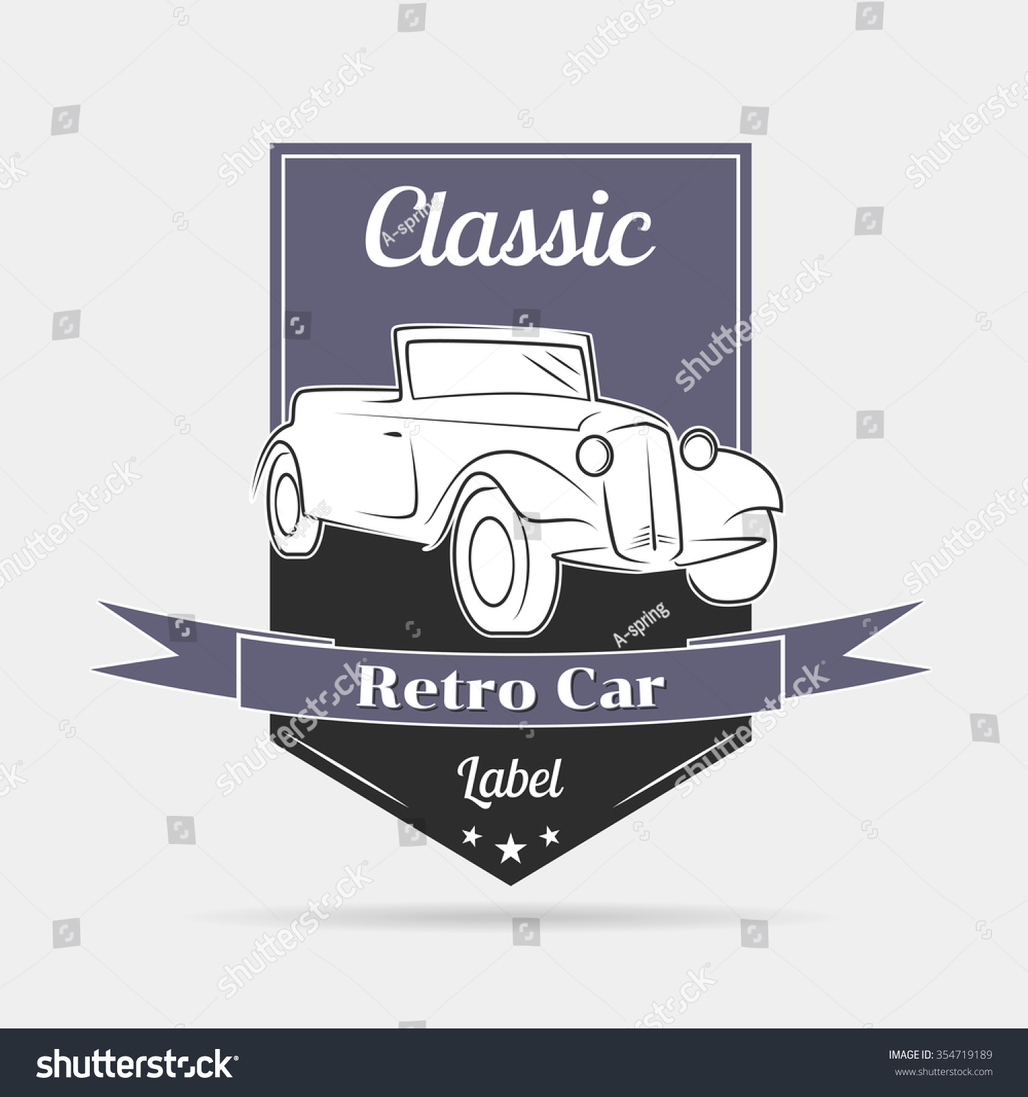 Illustration On The Theme Of A Retro Car Logo Label Blue Black Illustration On The Theme Of A Retro Car Logo Label Blue Black