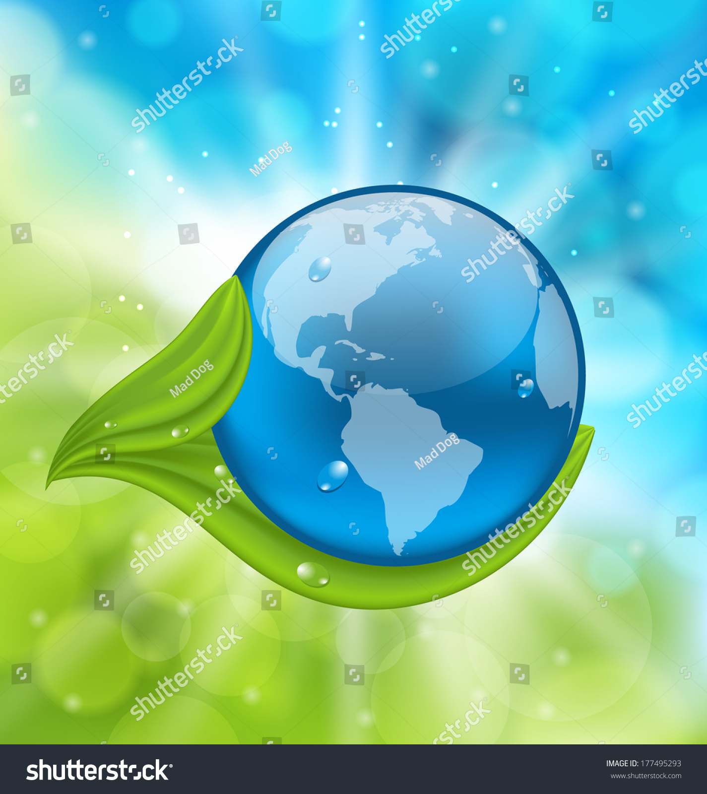 Illustration Planet Earth Green Leaves Vector Stock Vector (Royalty ...