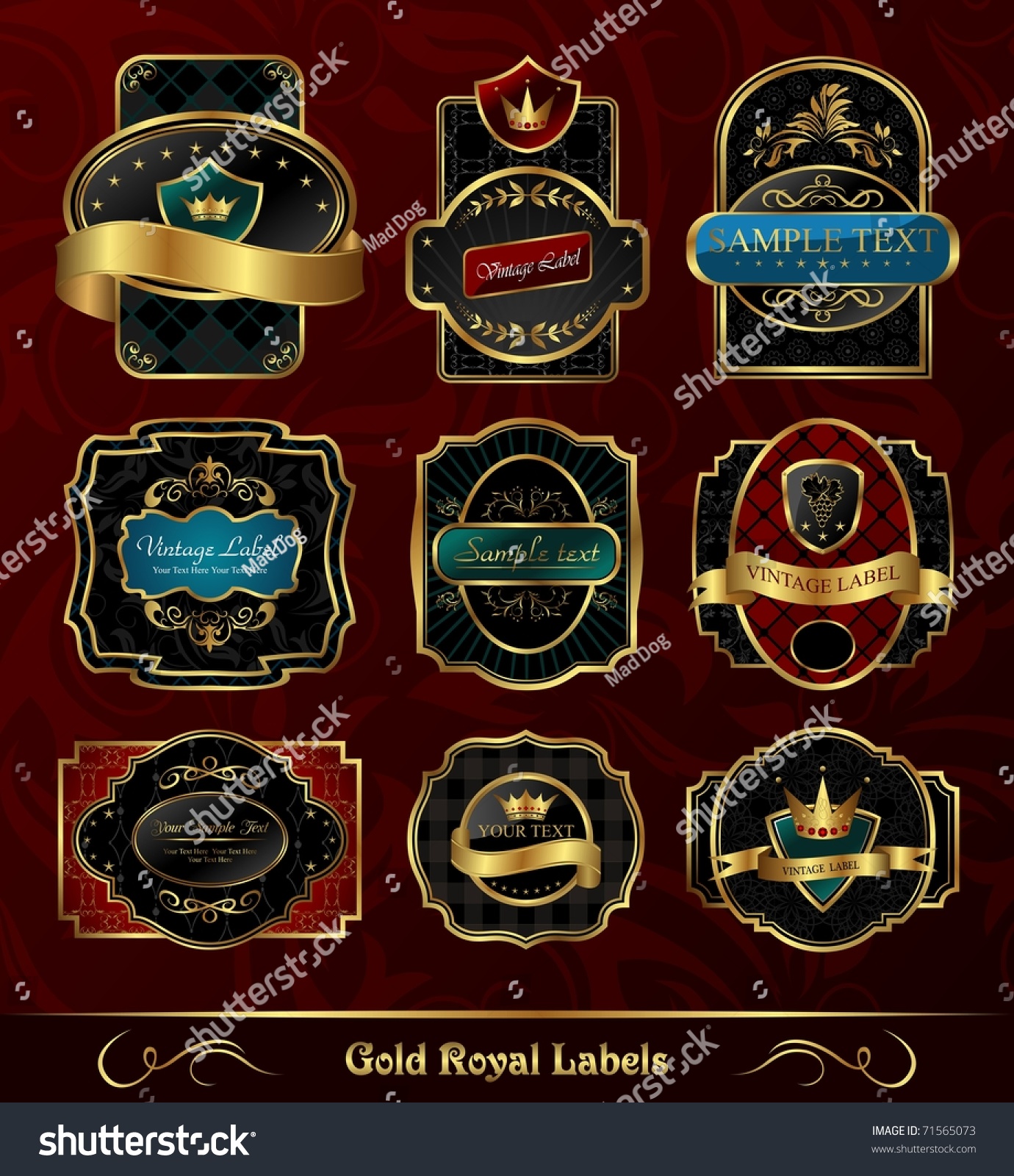 Illustration Set Black Gold-Framed Labels - Vector - 71565073 ...