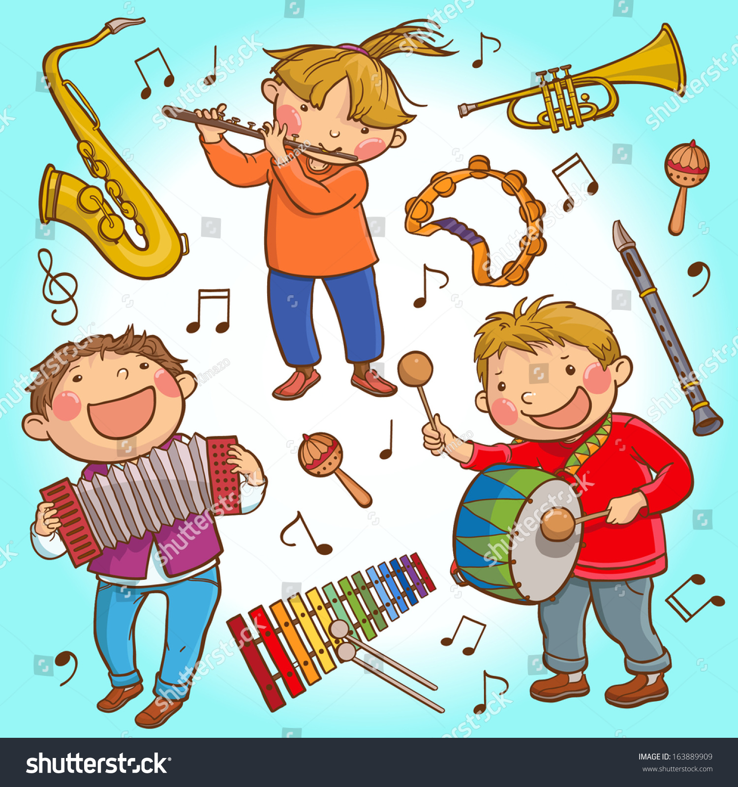 Illustration Set Children Musical Instruments Children Stock Vector ...