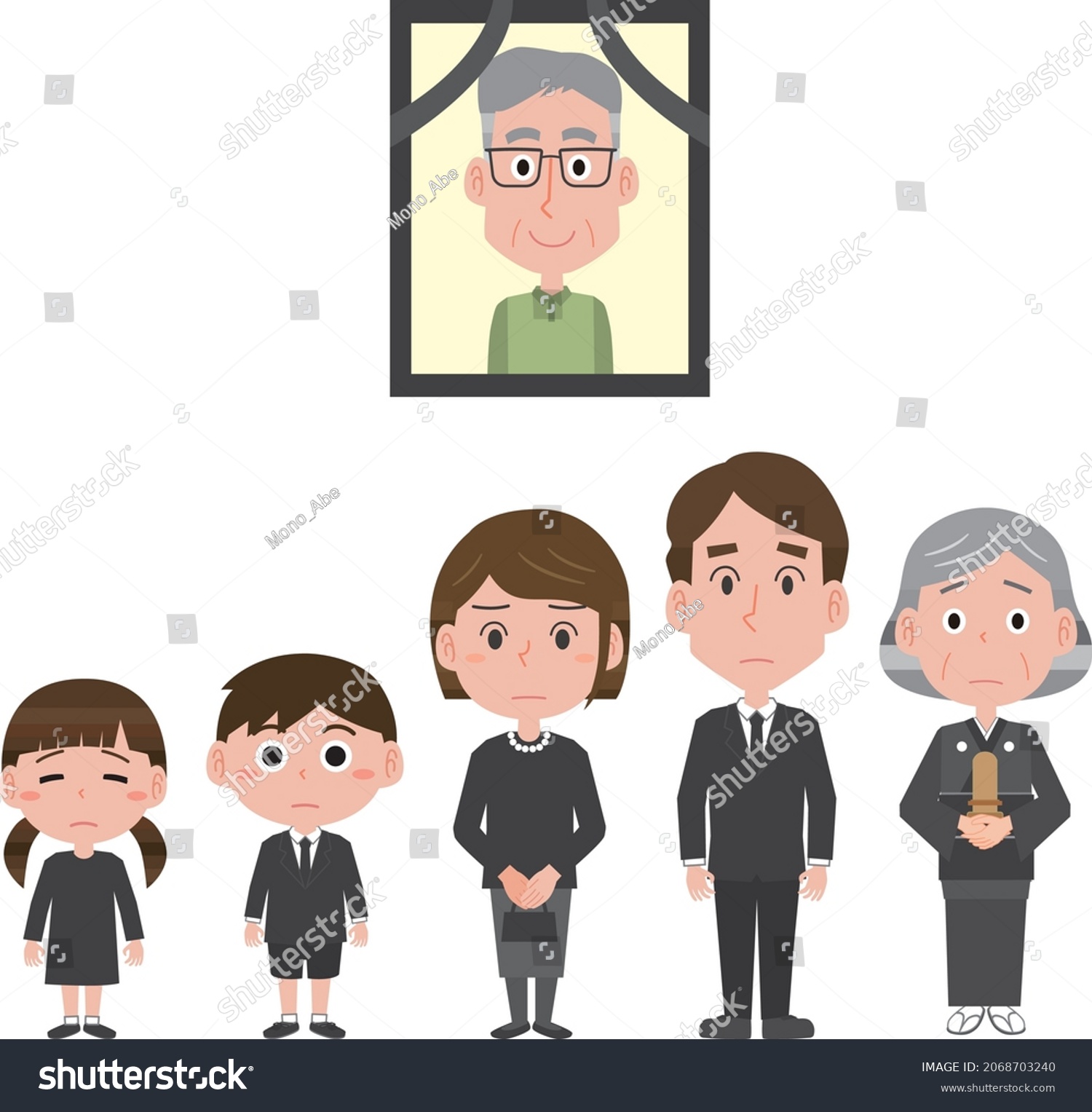 SVG of Illustration set of Japanese funeral family svg