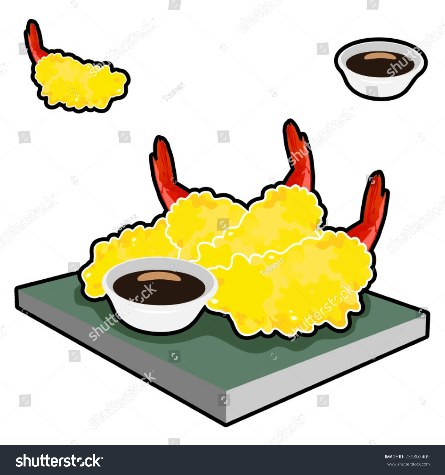 Illustration Shrimp Tempura Japanese Japan Seafood Stock Vector ...