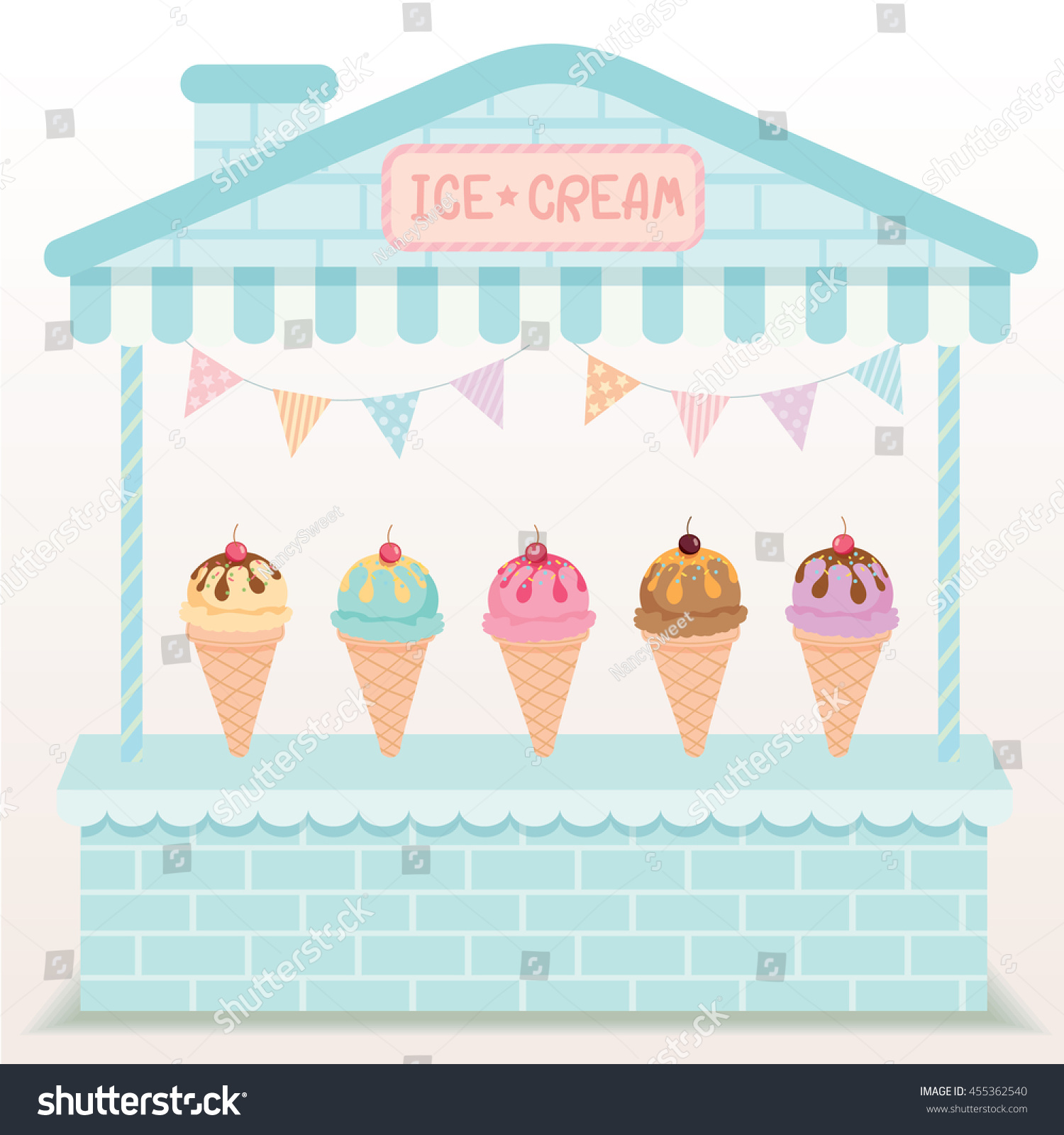 illustration various icecream cone cafe display stock vector illustration various icecream cone cafe display stock vector