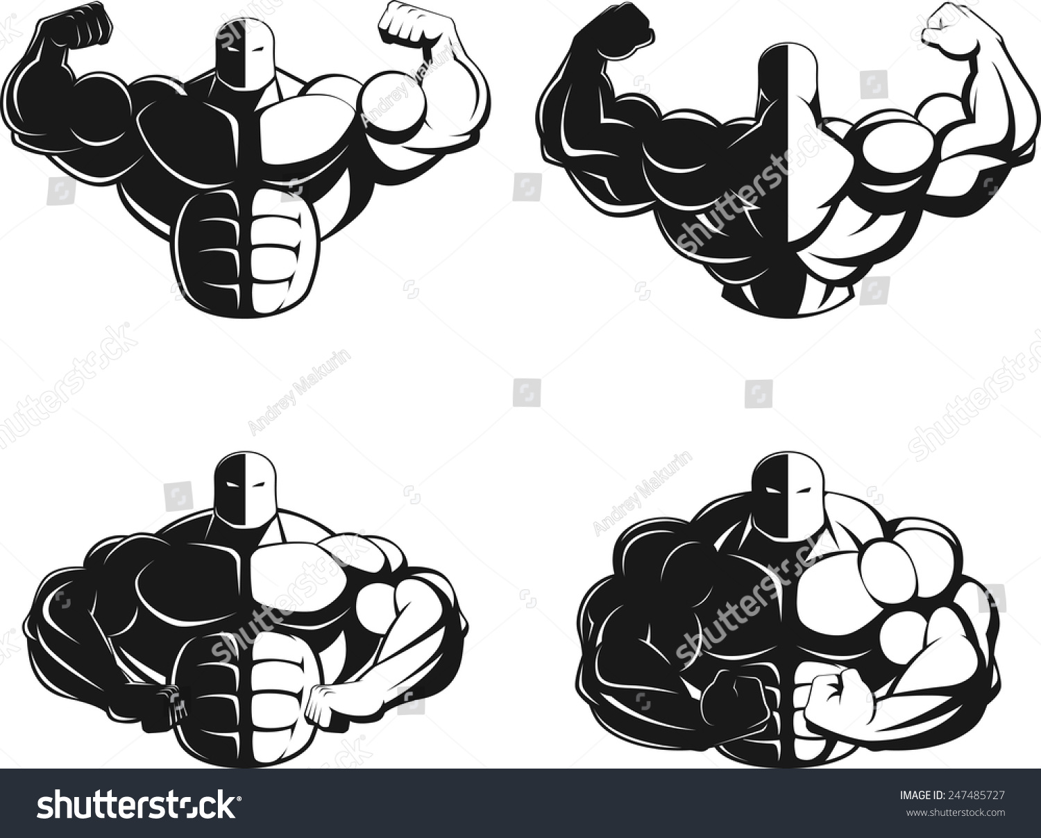 Illustration Vector Bodybuilder Showing Muscles Stock Vector Royalty Free 247485727 9299