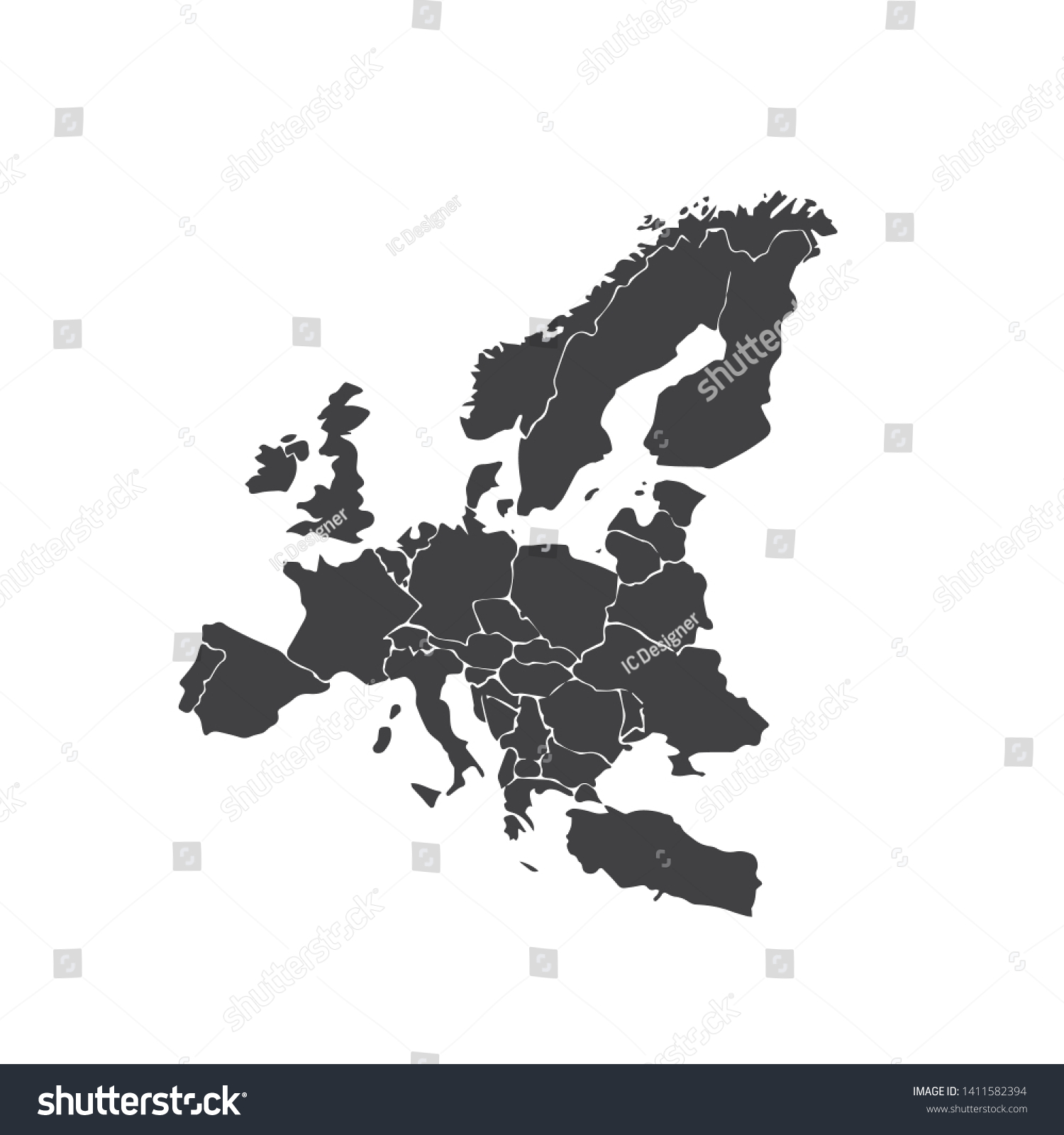 Illustration Vector Europe Map Design Stock Vector (Royalty Free ...