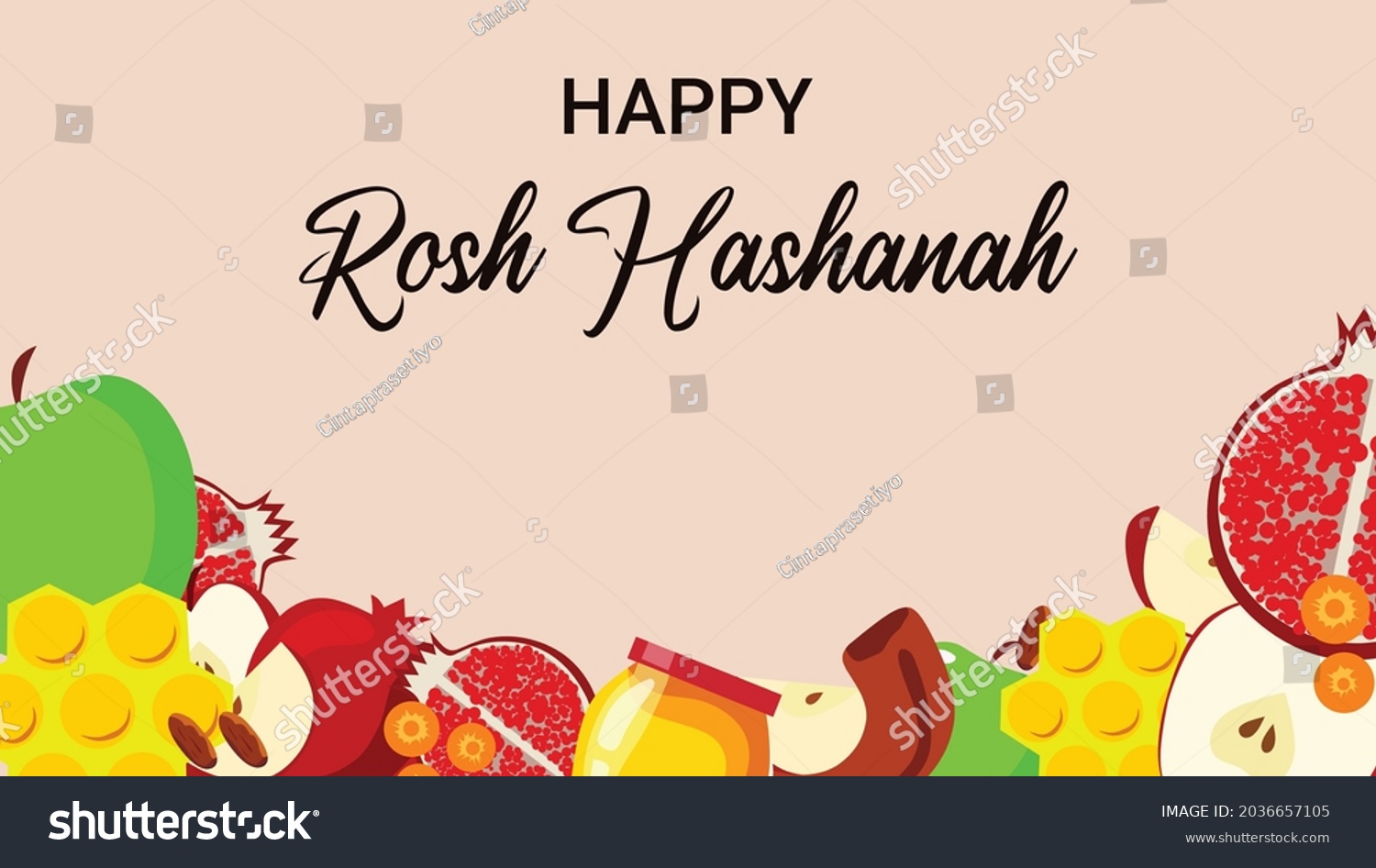 Illustration Vector Graphic Happy Rosh Hashanah Stock Vector (Royalty ...