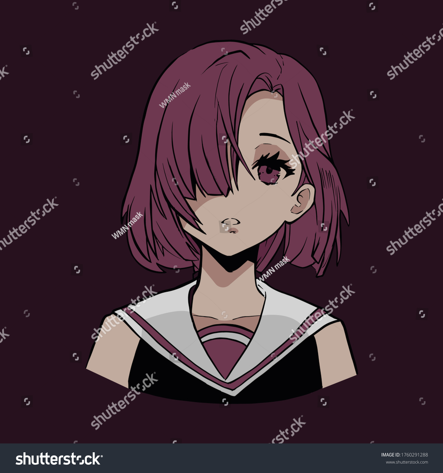 Illustration Vector Graphic Shorthaired Anime Characters Stock Vector Royalty Free 1760291288
