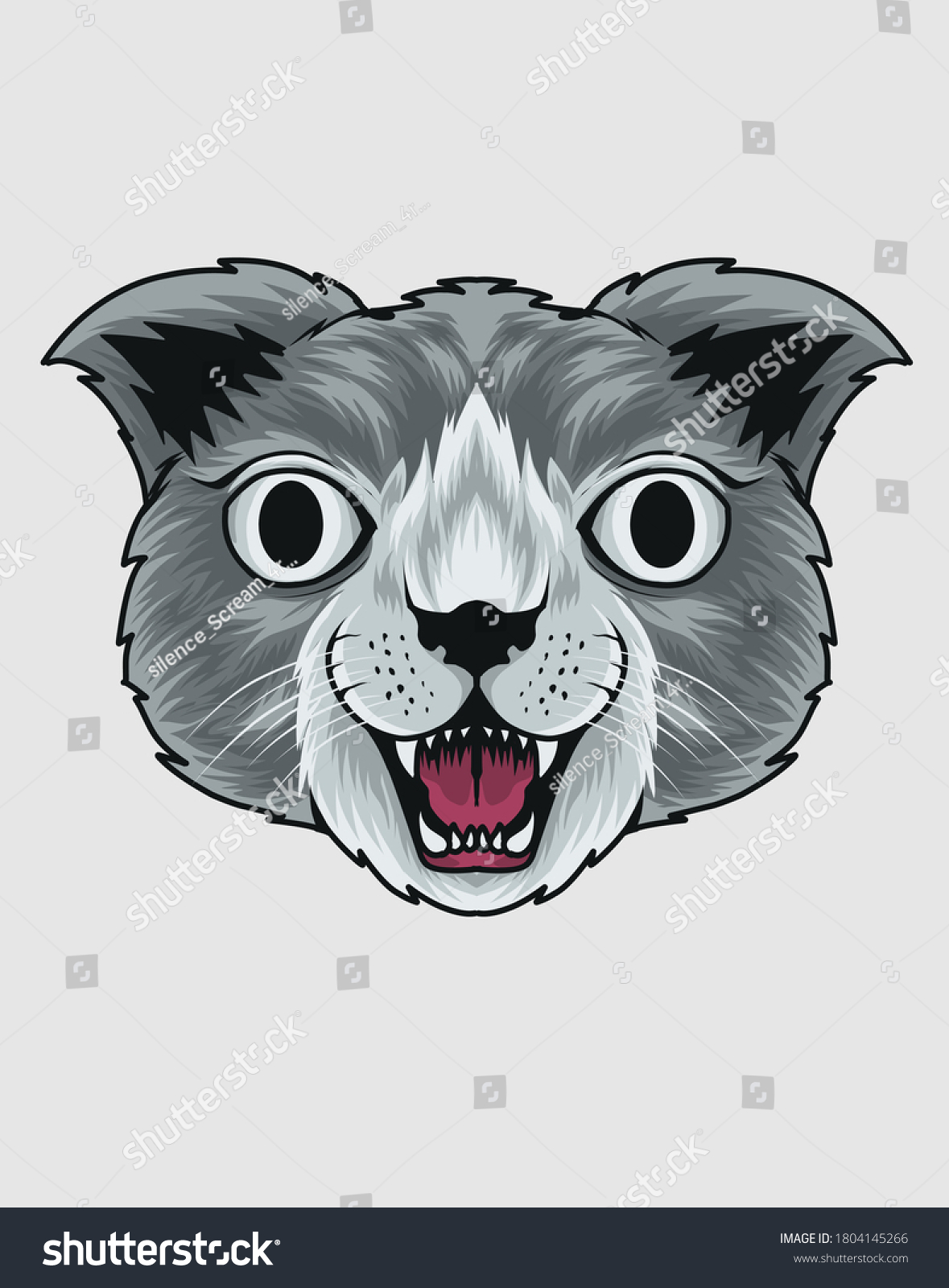 Illustration Vector Kawaii Cat Head Cartoon Stock Vector (Royalty Free ...