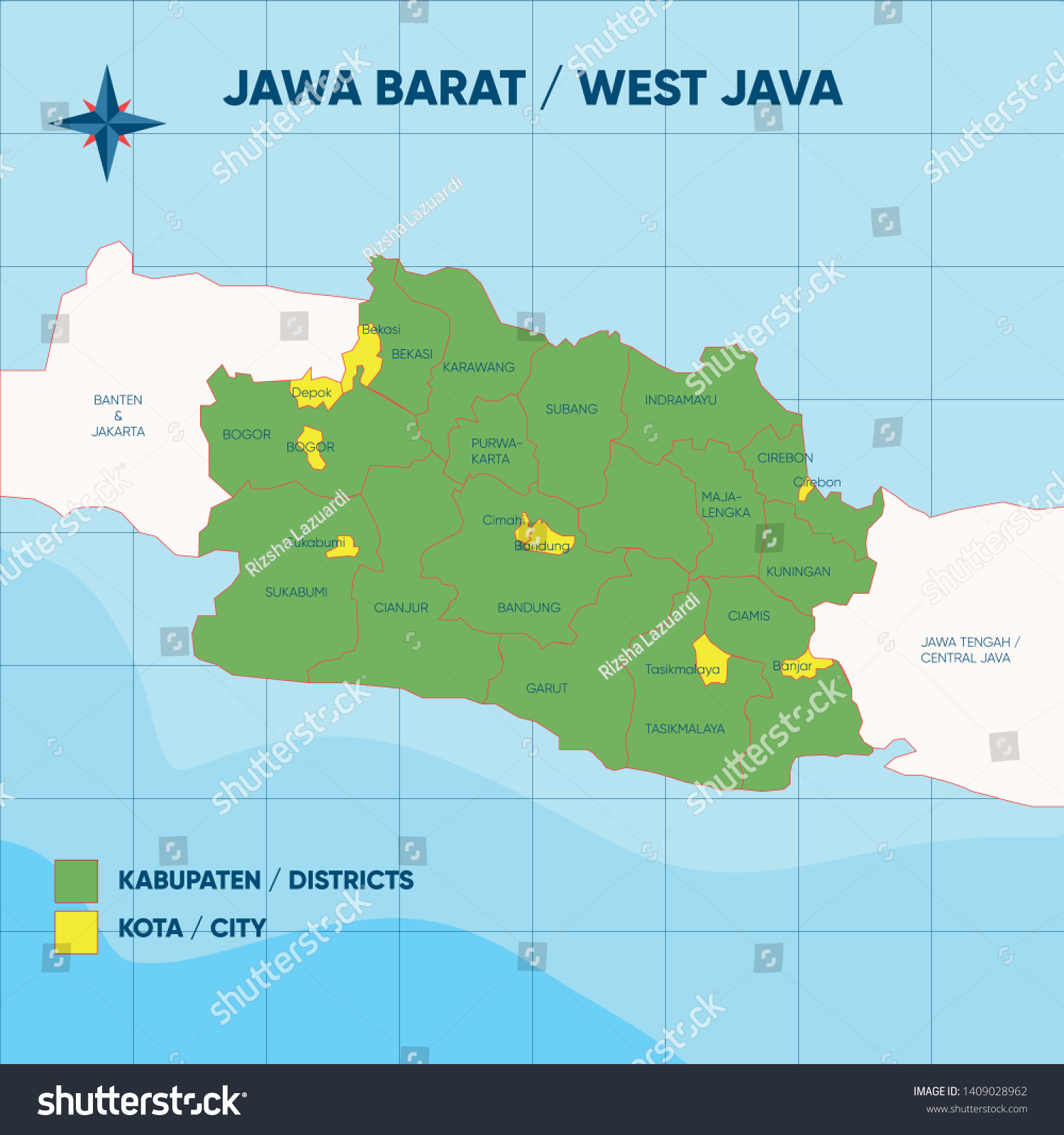Peta Jawa Barat Vector Illustration Vector Map Jawa Barat Indonesia Stock Vector (Royalty Free)  1409028962 | Shutterstock