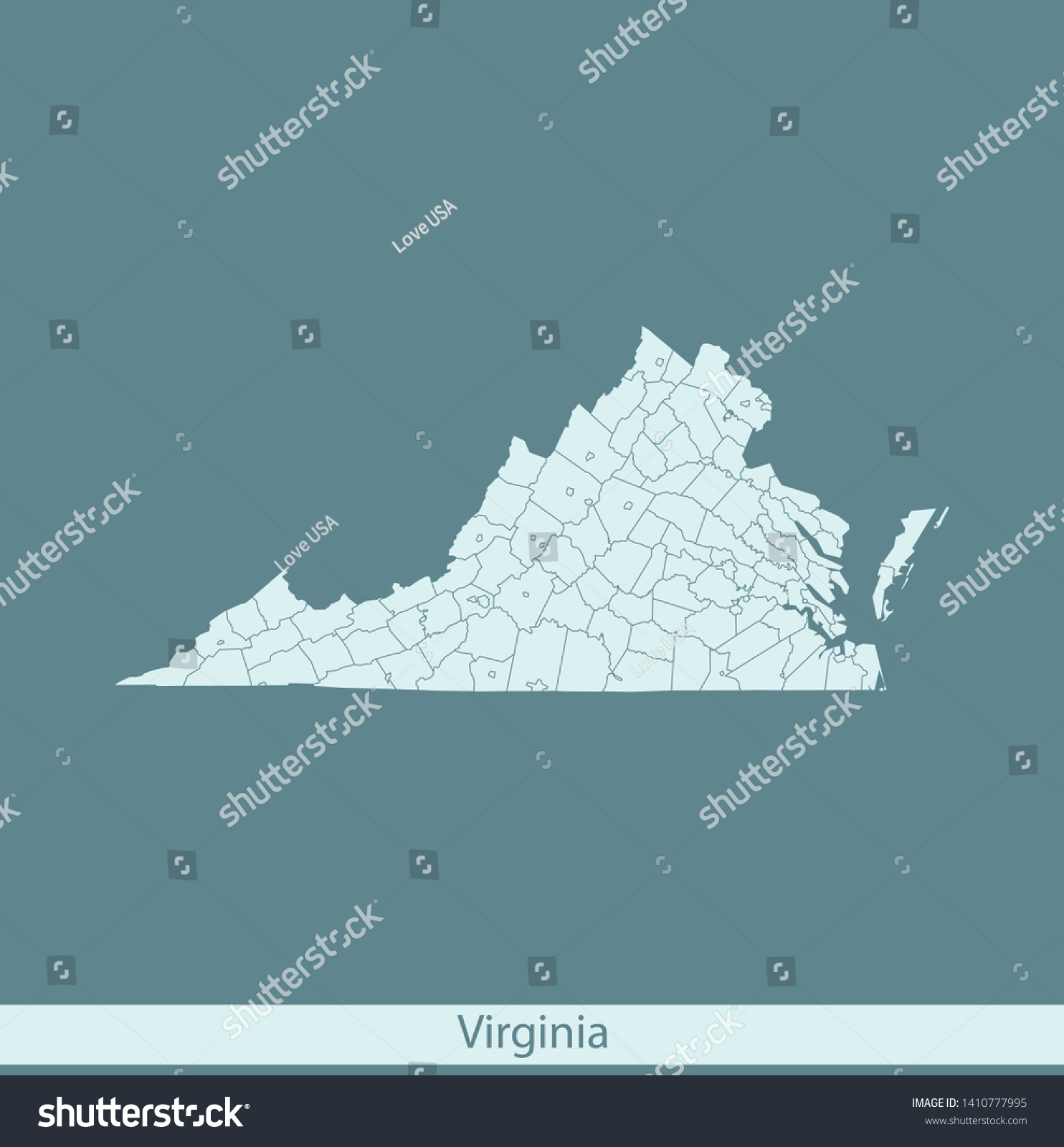 Illustration Vector Map Virginia Stock Vector (Royalty Free) 1410777995