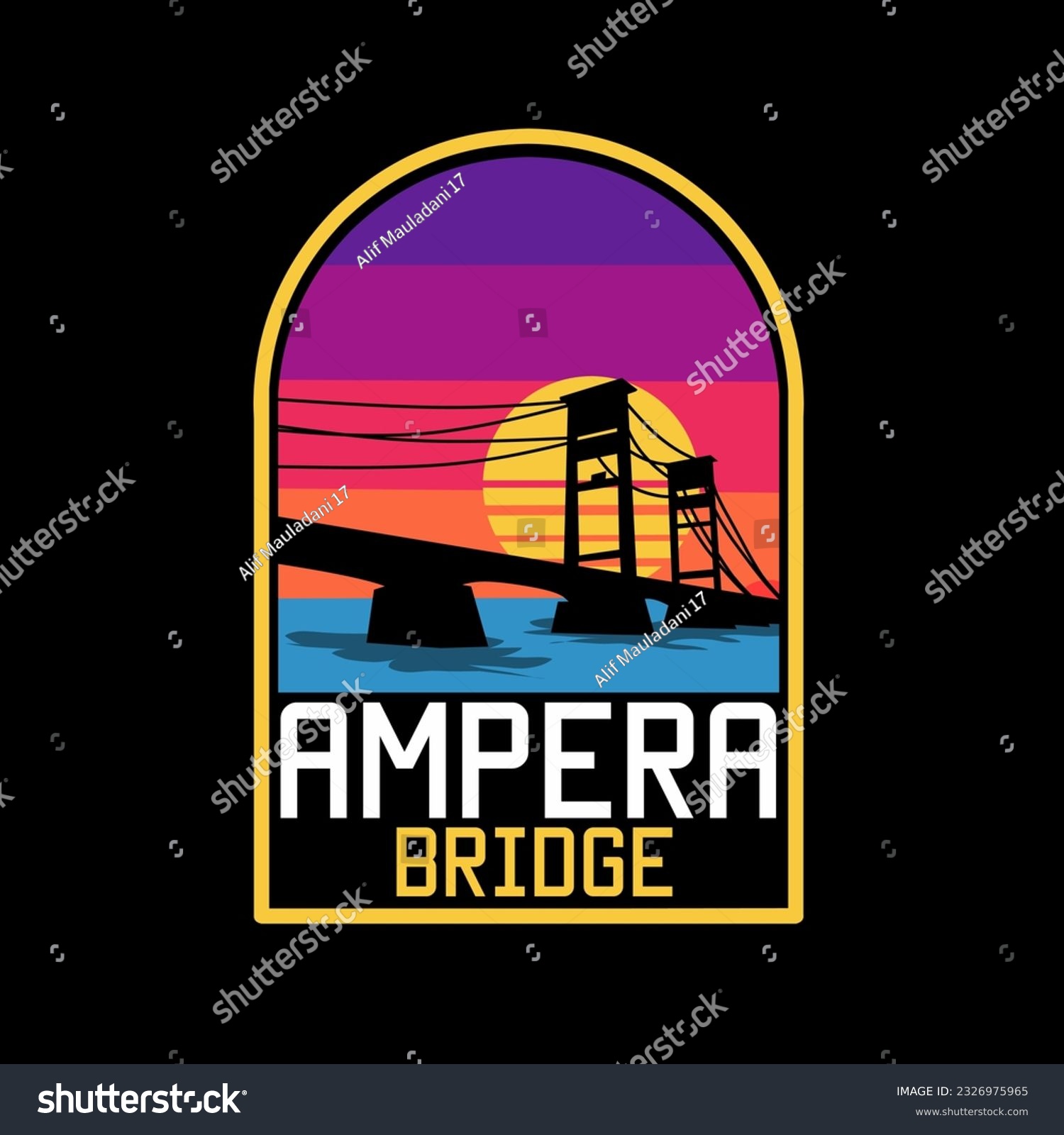 SVG of illustration vector of ampera bridge in palembang, indonesia, perfect for print, t-shirt, etc svg