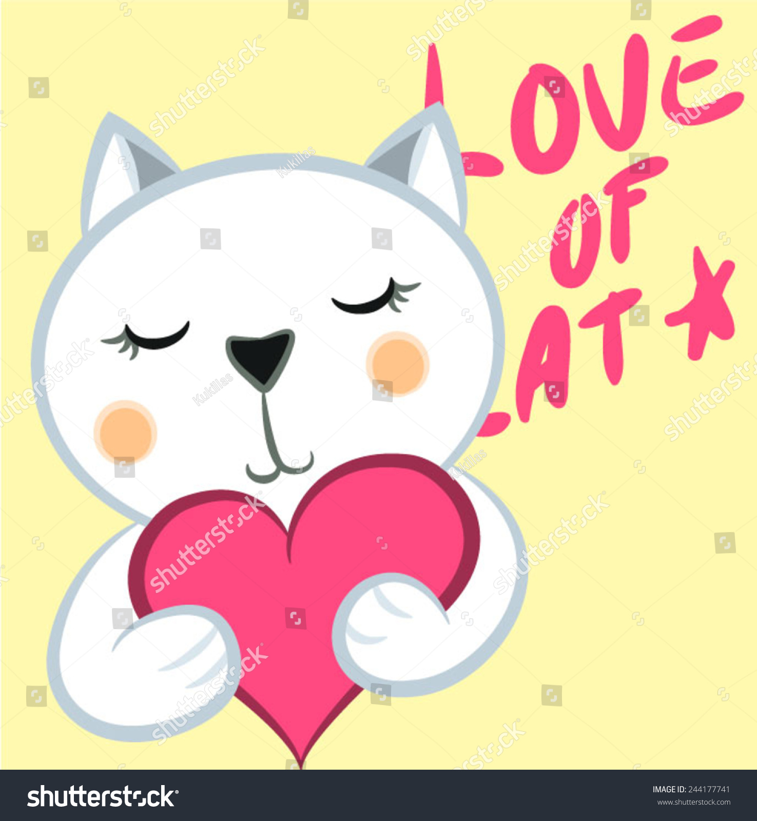 Illustration Vector Of Cute Cat With Heart - 244177741 : Shutterstock