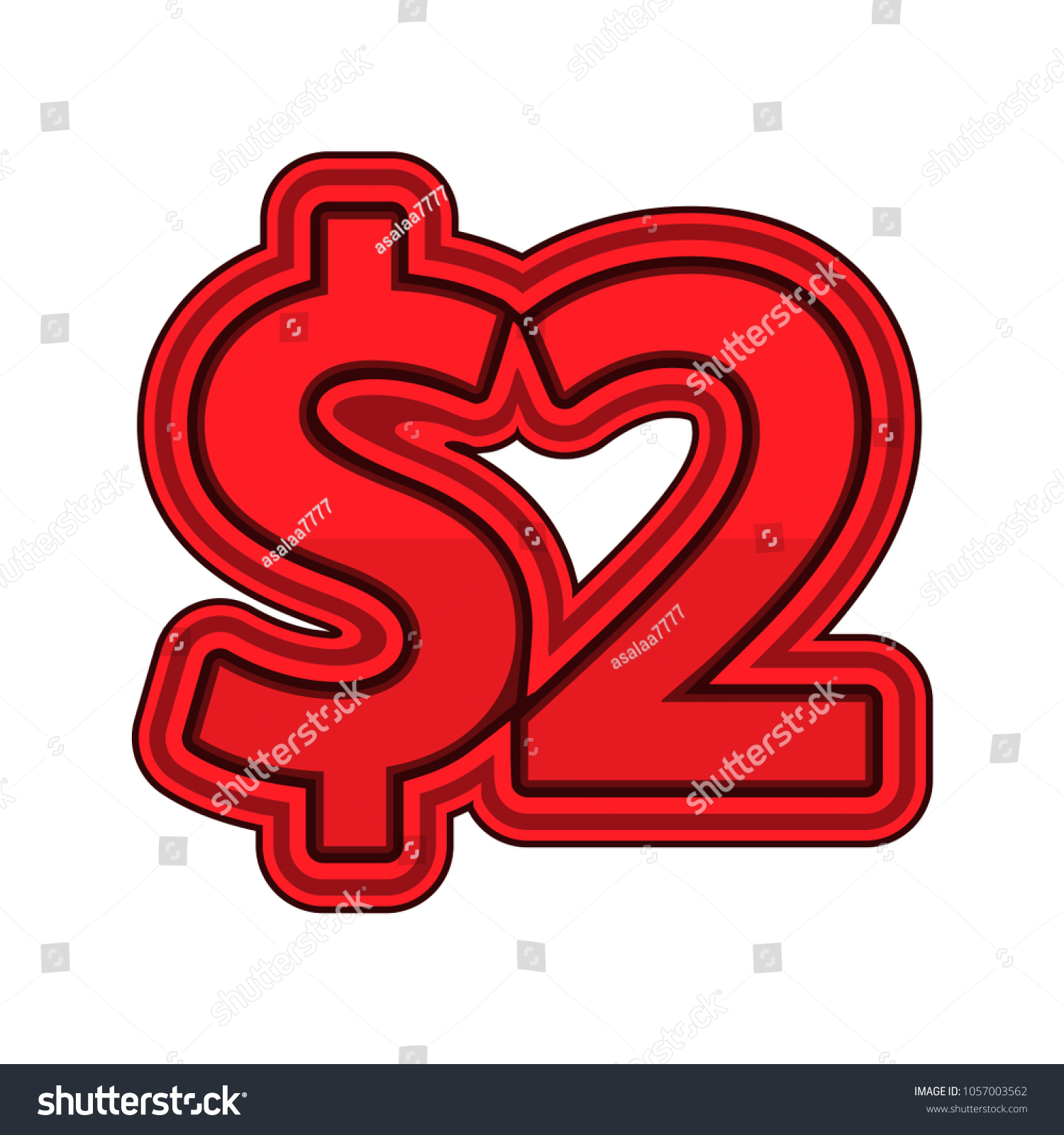 SVG of Illustration Vector of price 2 dollars svg
