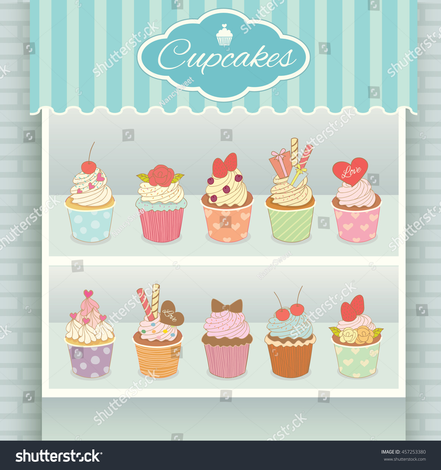 illustration vector various cupcakes menu display stock vector illustration vector various cupcakes menu display stock vector