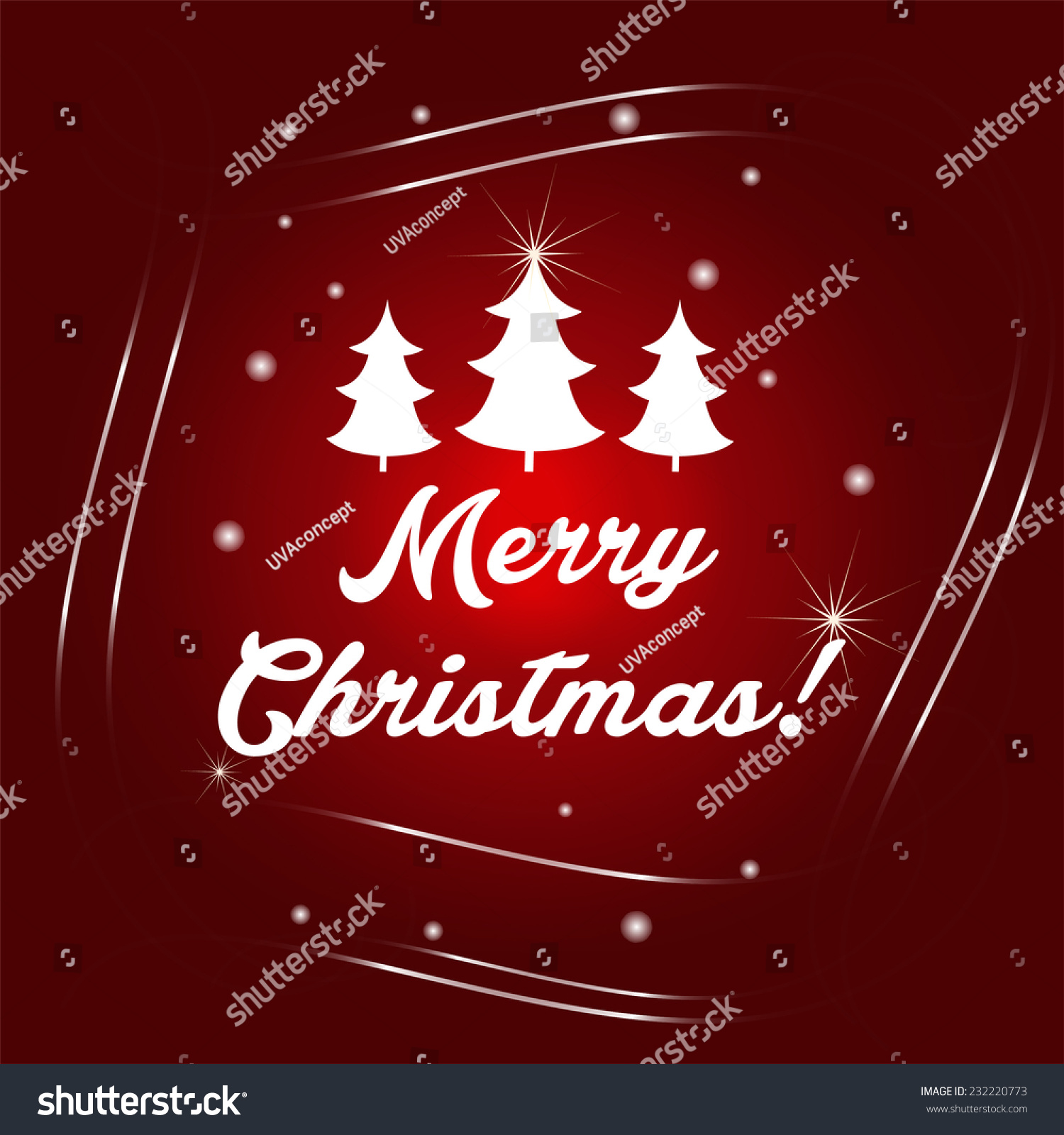 Illustration Winter Landscape With Text Merry Christmas. Vector