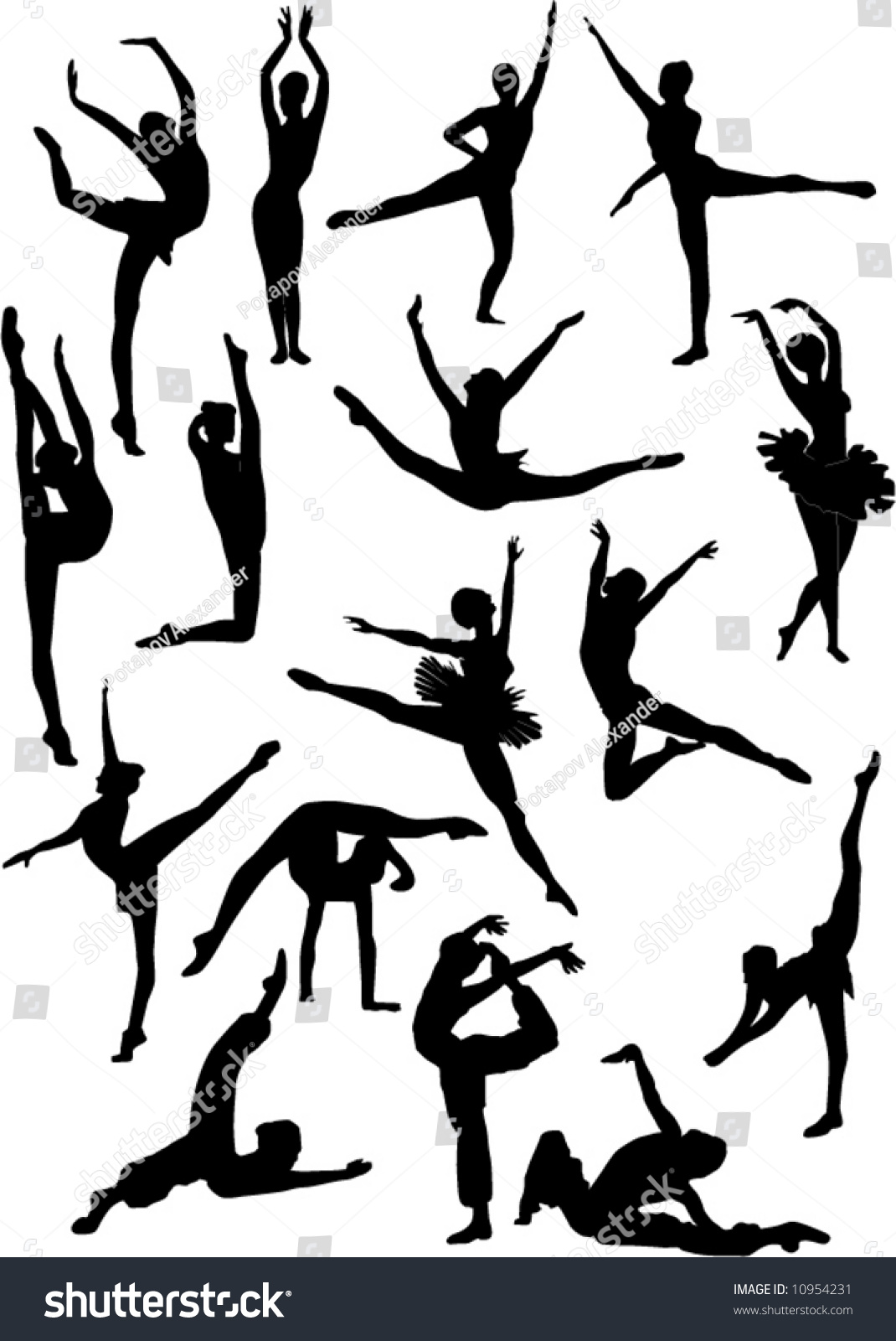 Illustration With Ballet Dancer Silhouettes - 10954231 : Shutterstock