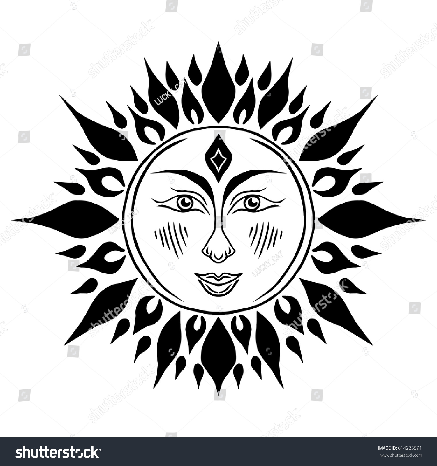 Illustration Beautiful Hand Drawn Sun Symbol Stock Vector (Royalty Free ...