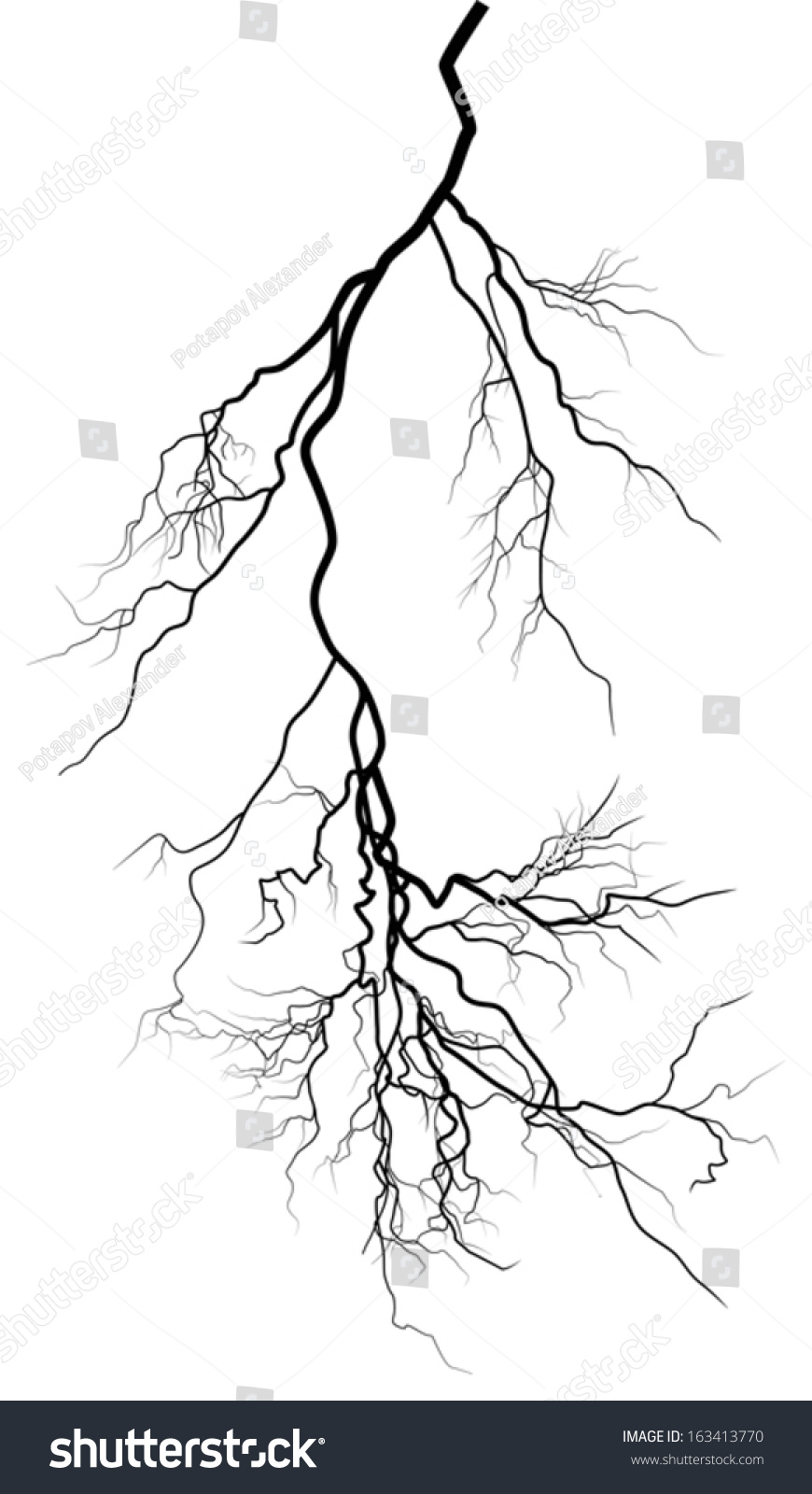 Illustration Black Lightning Isolated On White Stock Vector (Royalty ...