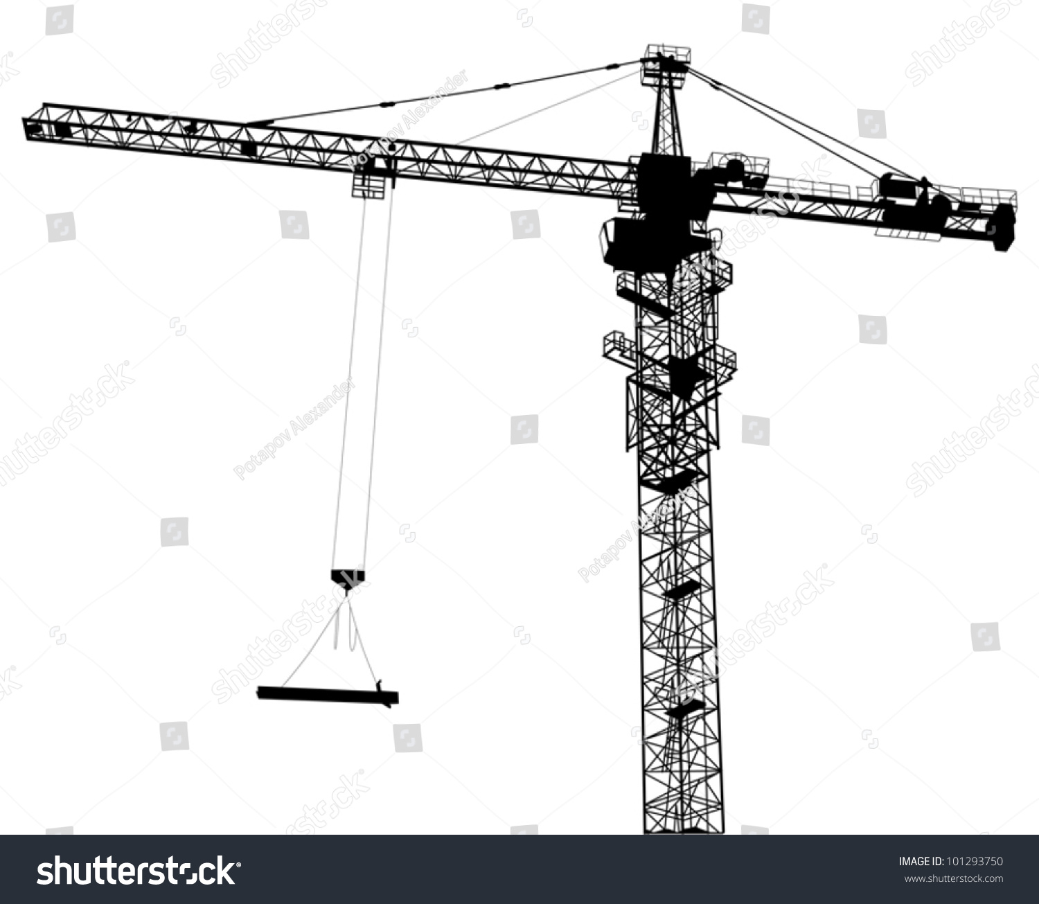 Illustration With Building Crane Isolated On White Background ...