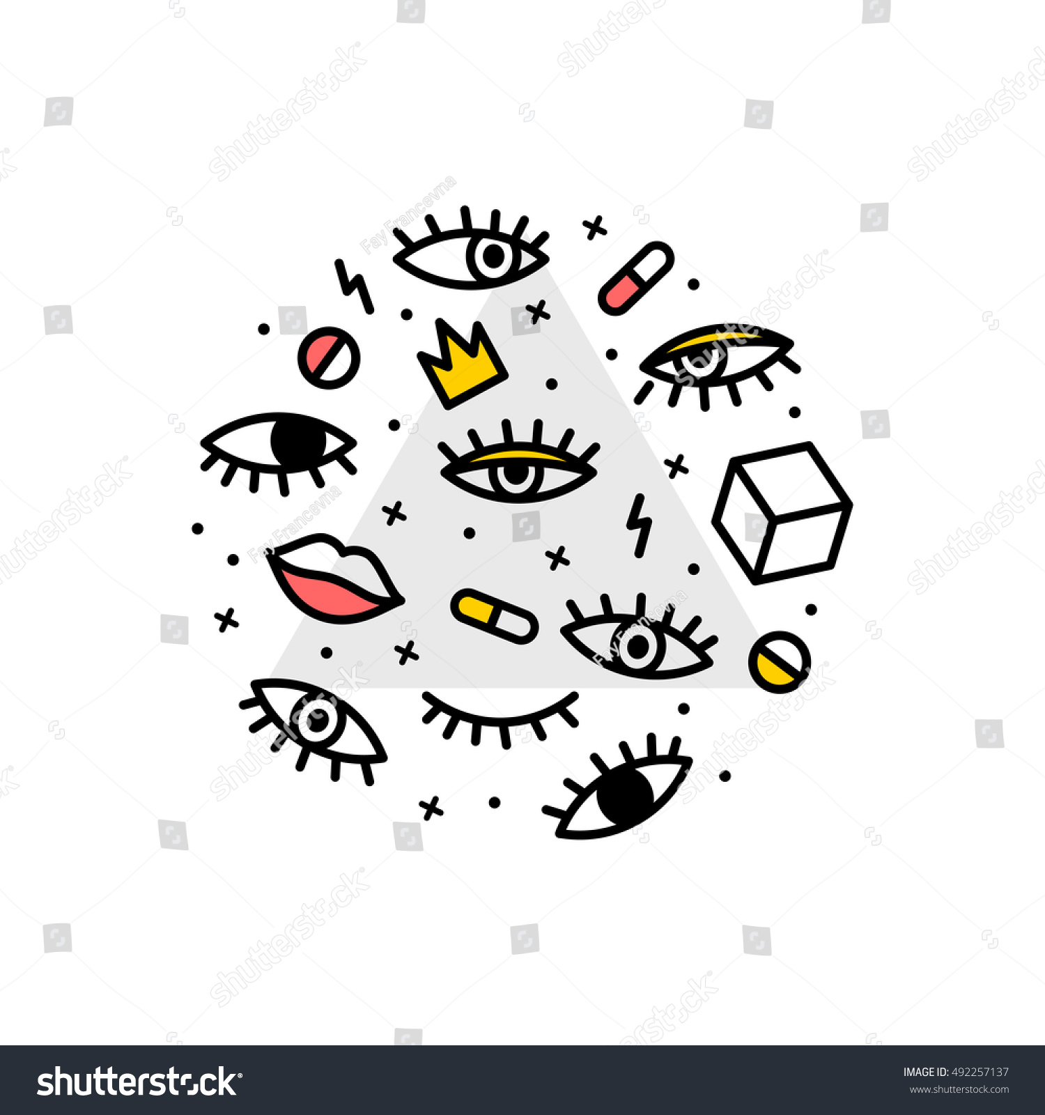 vector 80s circle Stock Vector Illustration Circle Eyes Elements Design 80s