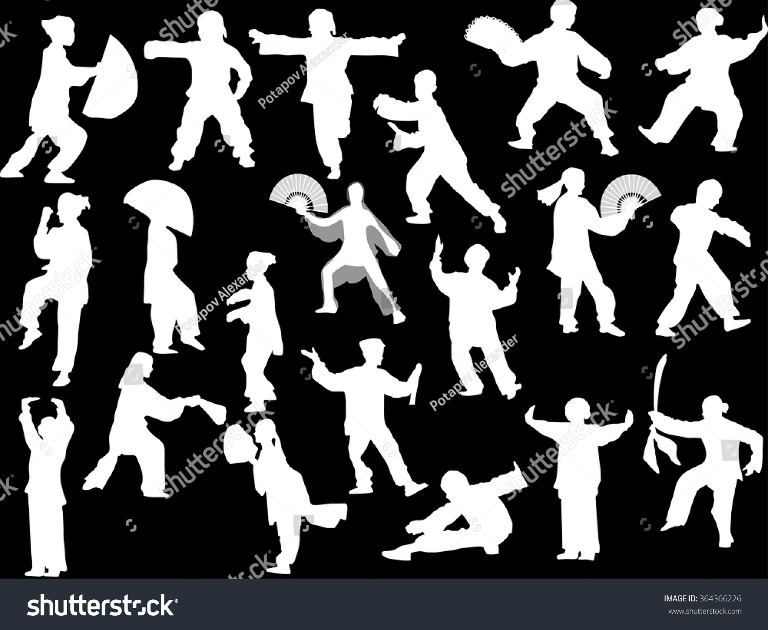 Illustration Different Fighter Silhouettes Isolated On Stock Vector ...