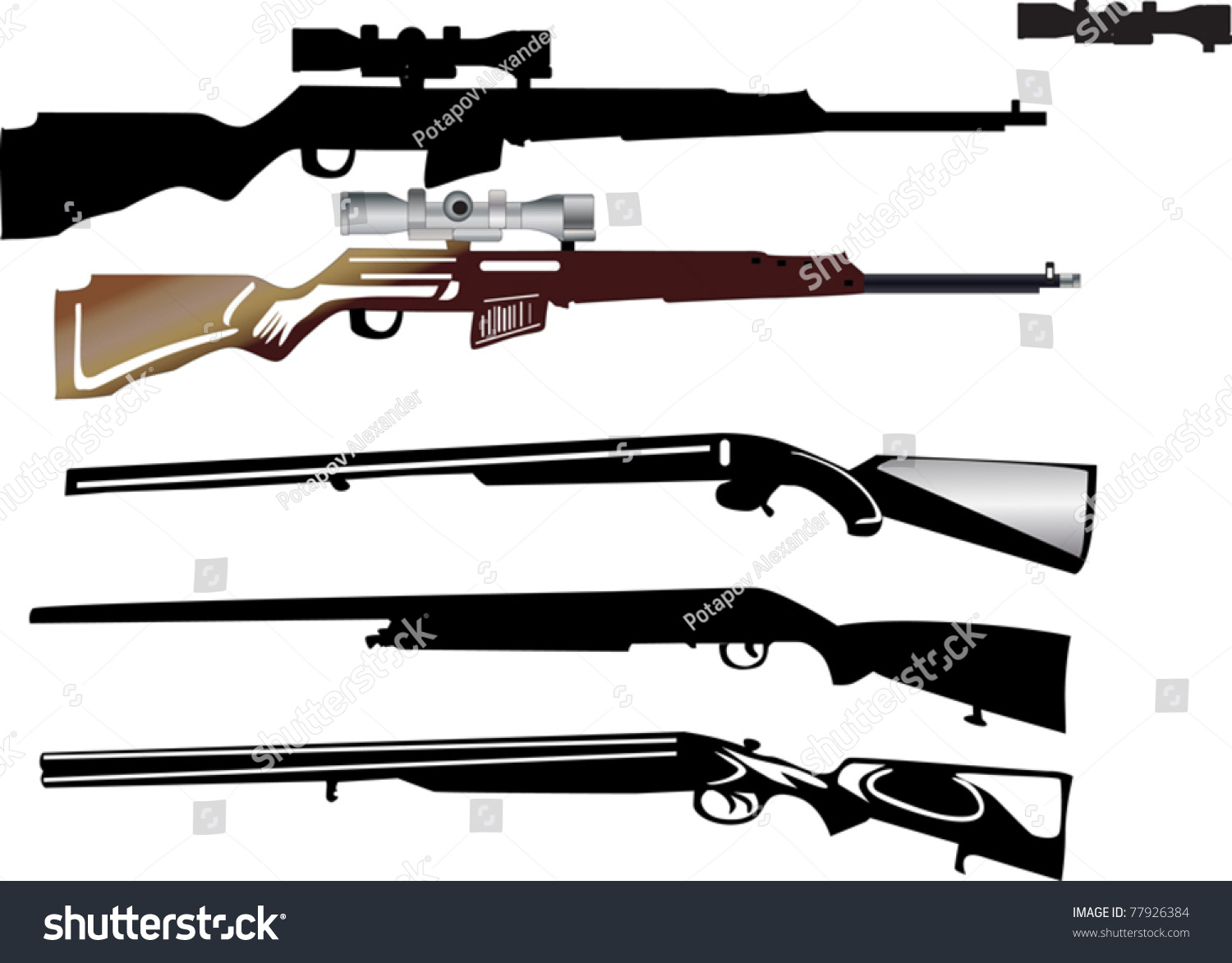 Illustration With Different Weapon On White Background - 77926384