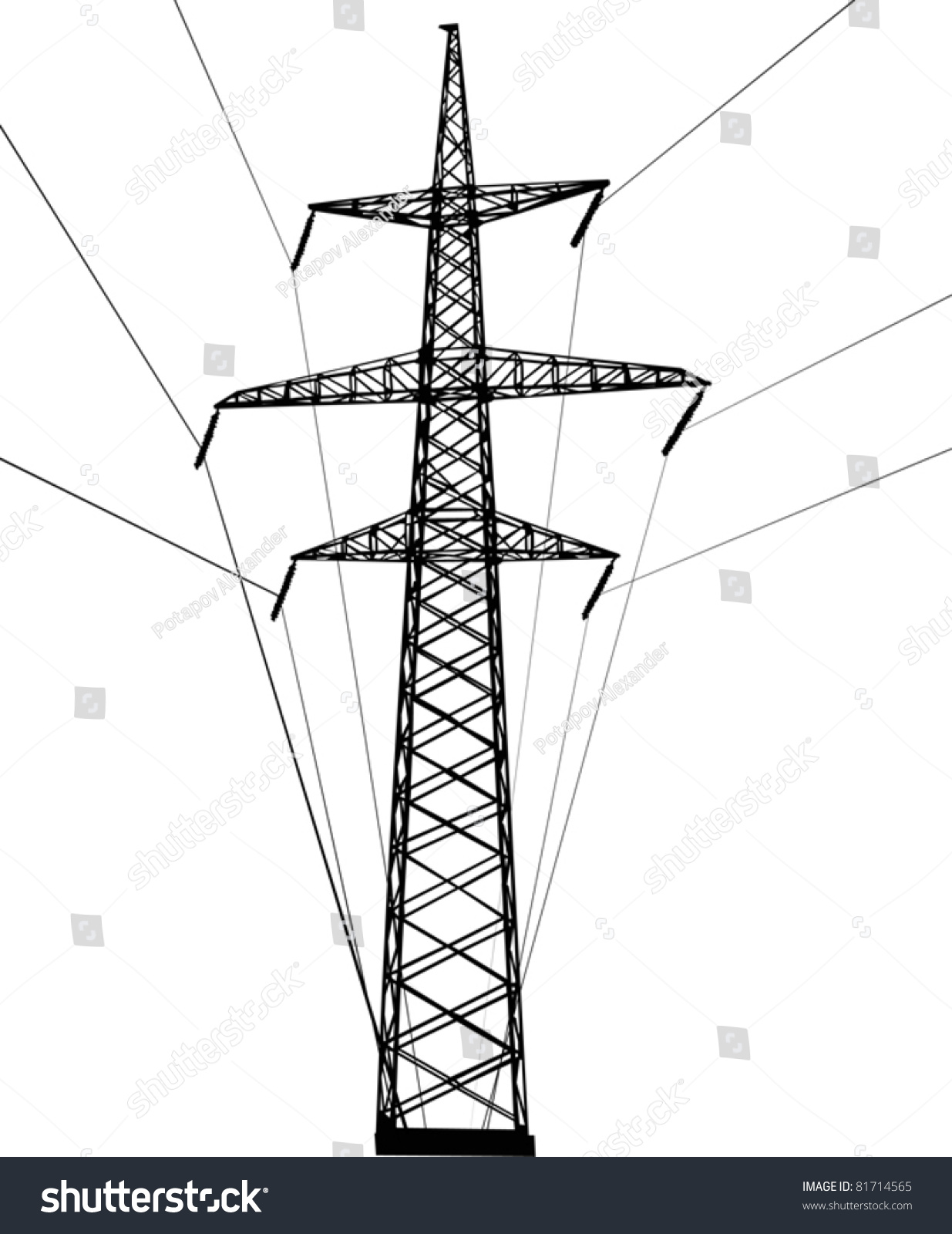 Illustration With Electrical Pylon Isolated On White Background ...