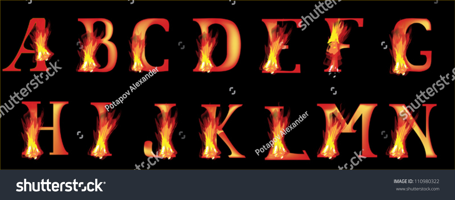 Illustration Flame Letters Isolated On Black Stock Vector (royalty Free 