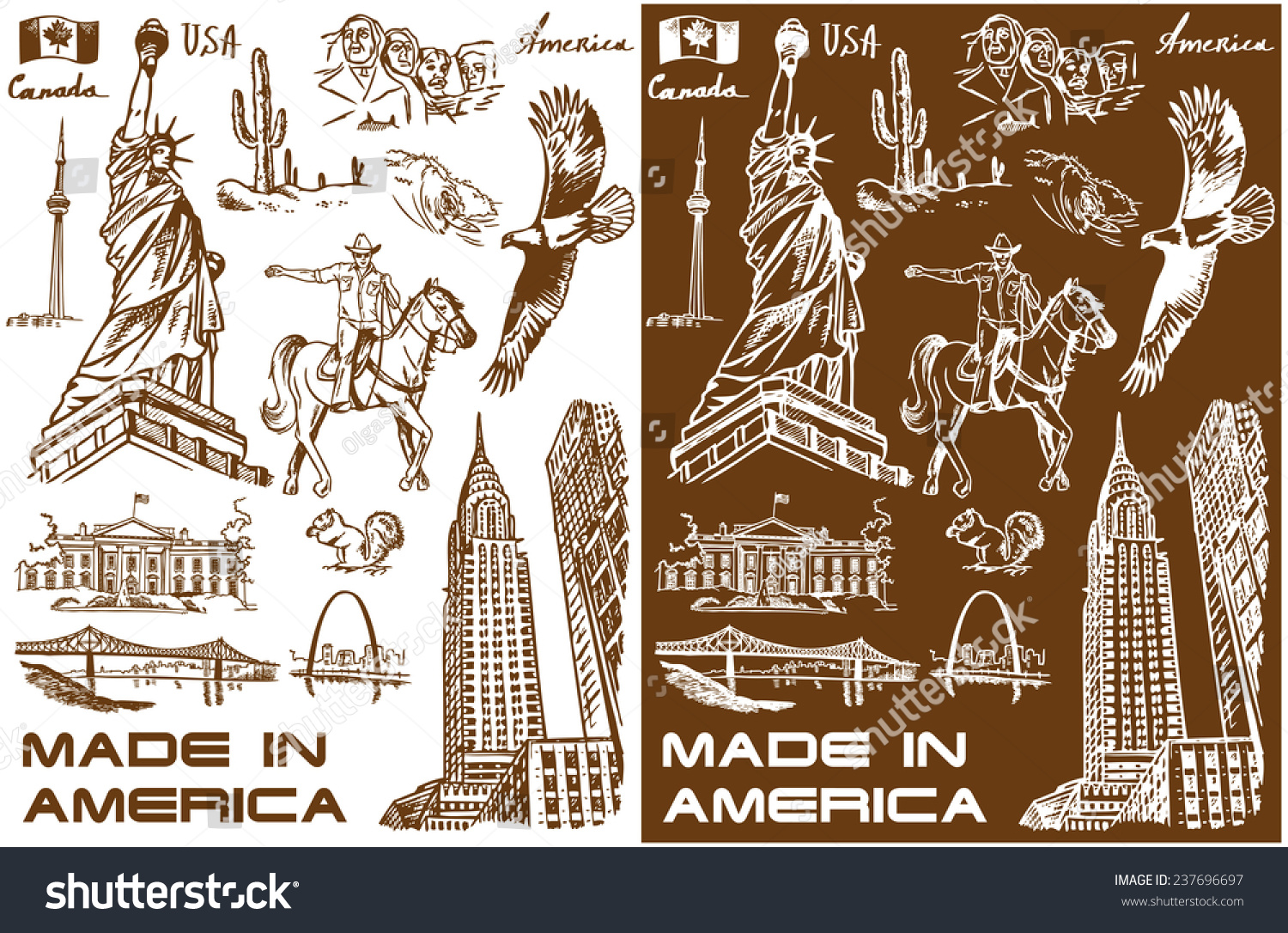 SVG of illustration with hand drawings attractions of America svg