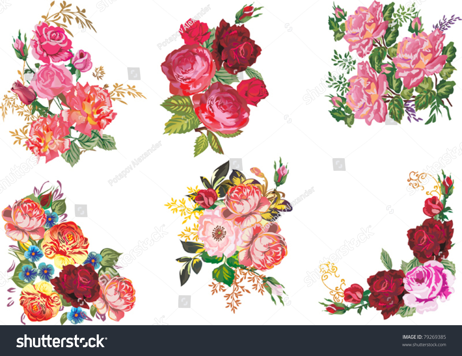 Illustration Rose Decoration Isolated On White Stock Vector (Royalty ...