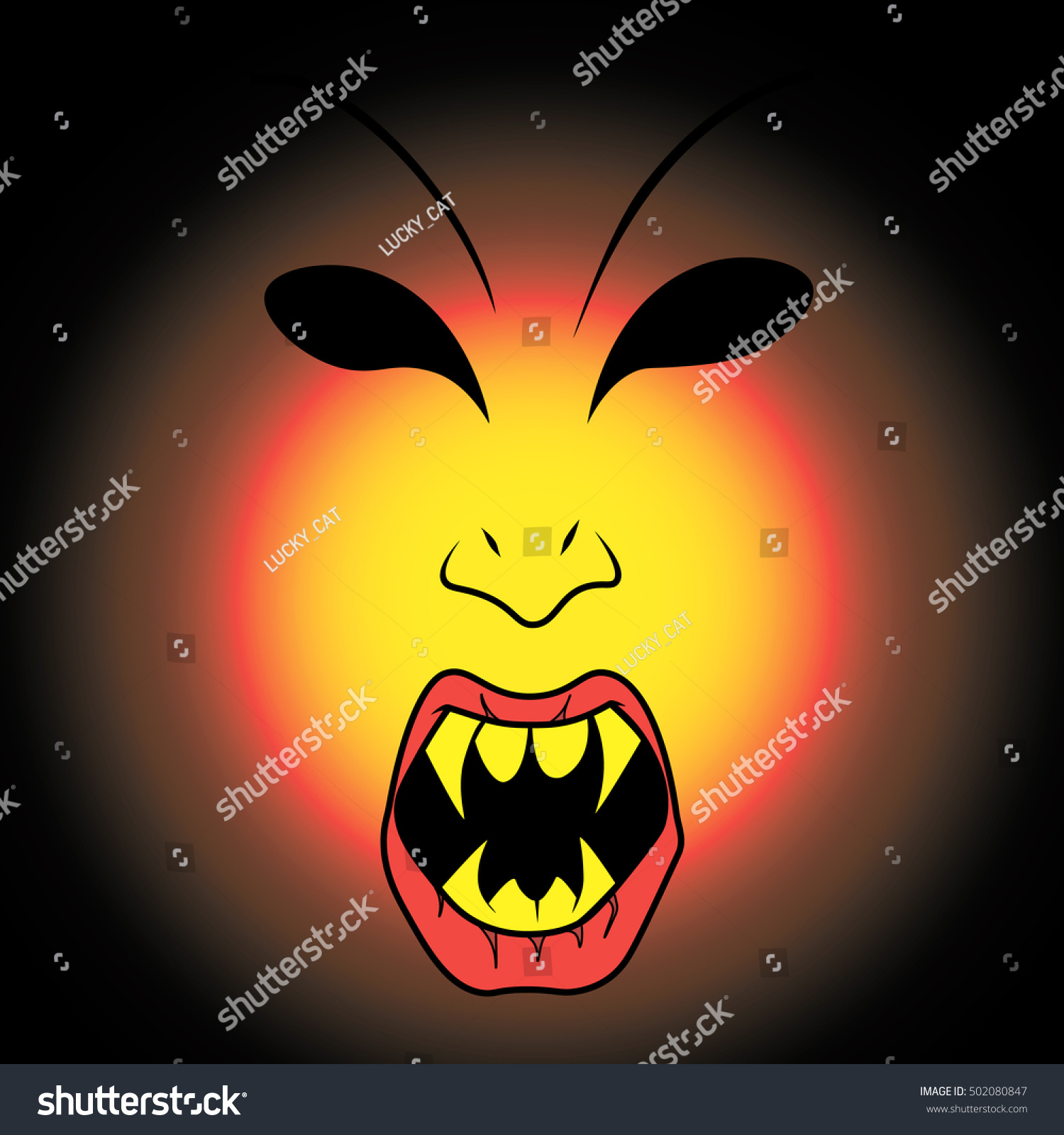 Illustration Scary Vampire Face Bright Yellow Stock Vector (Royalty ...