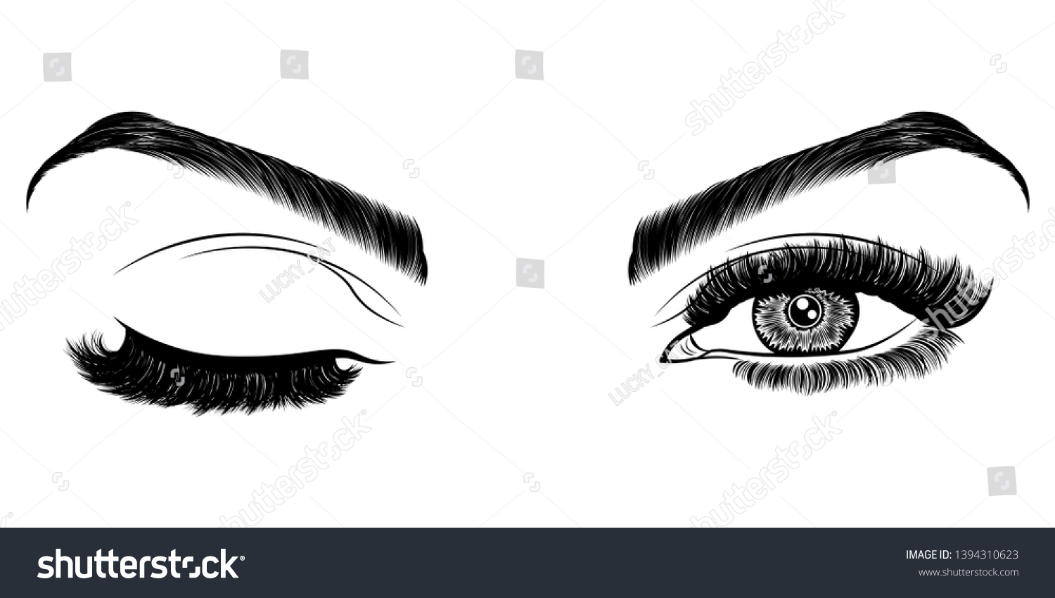 Illustration Womans Eye Wink Eyebrows Eyelashes Stock Vector Royalty