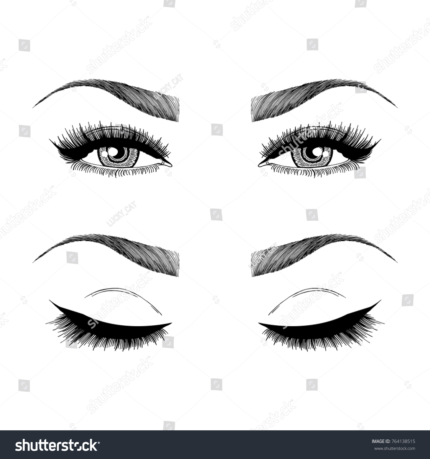 Illustration Womans Eyes Eyelashes Eyebrows Makeup Stock Vector Royalty Free 764138515 6082