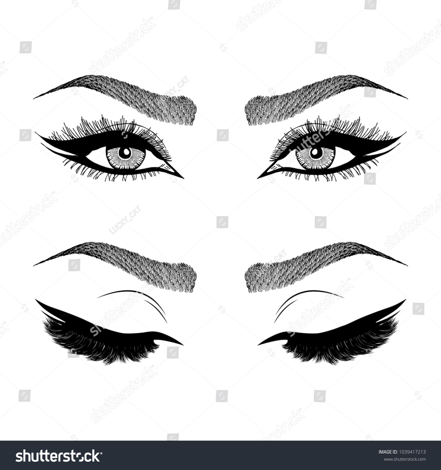 Illustration Womans Eyes Eyelashes Eyebrows Makeup Stock Vector Royalty Free 1039417213 5315