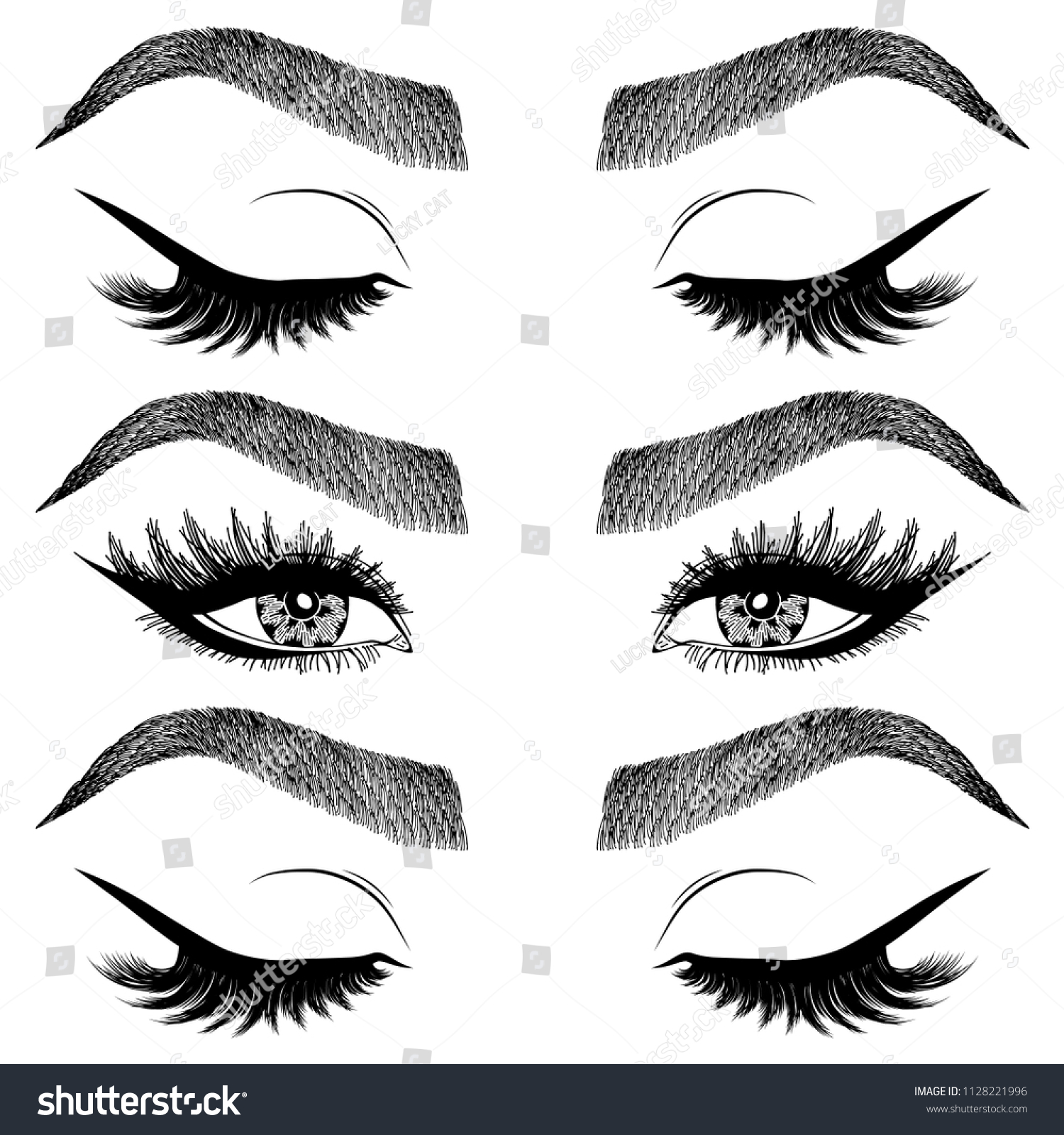 Illustration Womans Eyes Eyelashes Eyebrows Makeup Stock Vector Royalty Free 1128221996