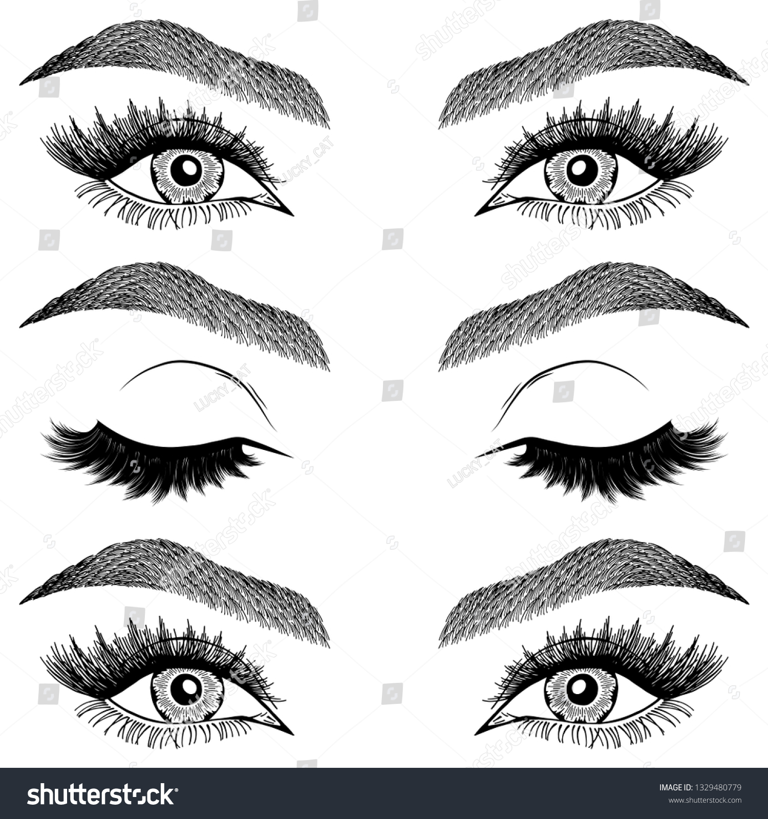 Illustration Womans Eyes Eyelashes Eyebrows Makeup Stock Vector Royalty Free 1329480779 8907