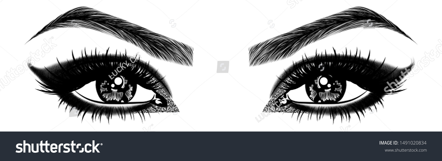 Illustration Womans Eyes Eyelashes Eyebrows Realistic Stock Vector Royalty Free