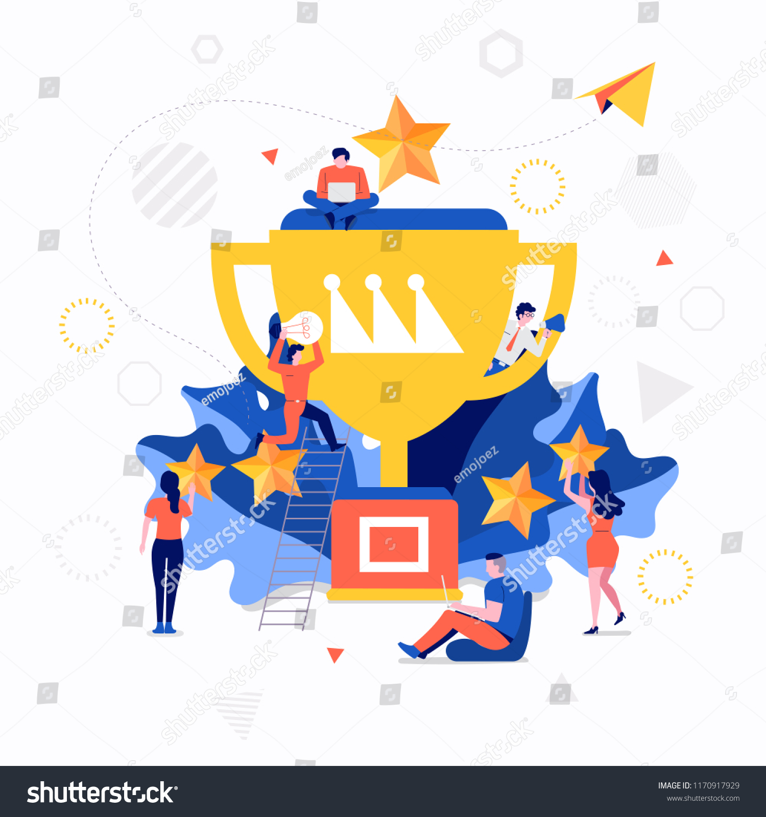 SVG of Illustrations flat design concept small people working together create big icon about business success. Vector illustrate. svg
