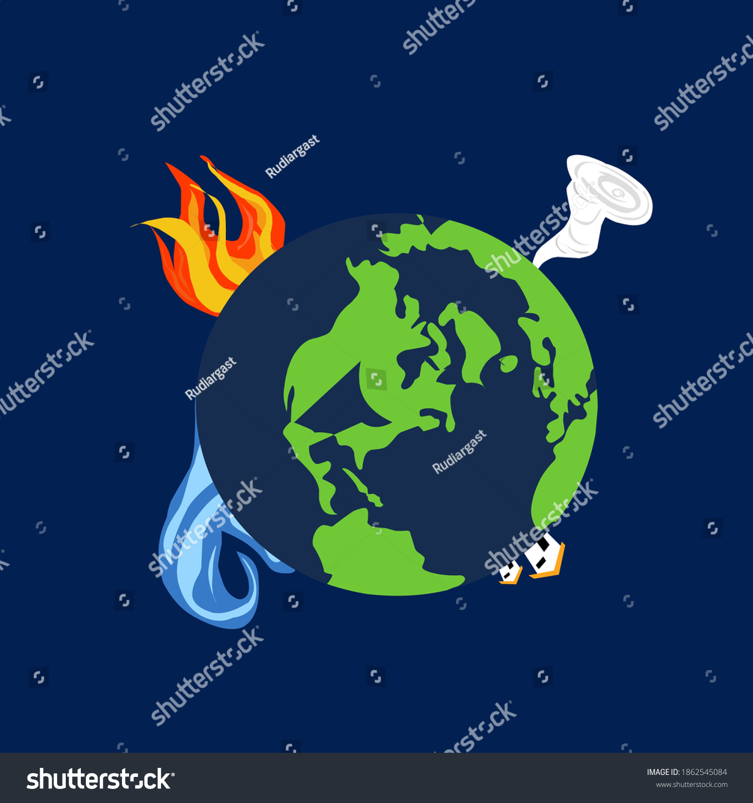 Illustrations Natural Disasters That Occur On Stock Vector (Royalty ...