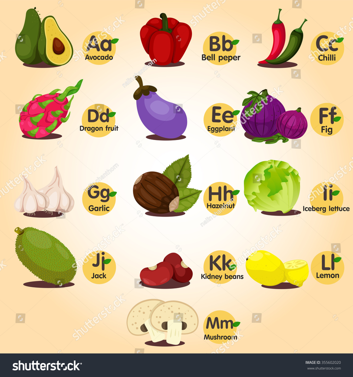 Illustrator Az Fruit Ana Vegetable Set Stock Vector 355602020 ...