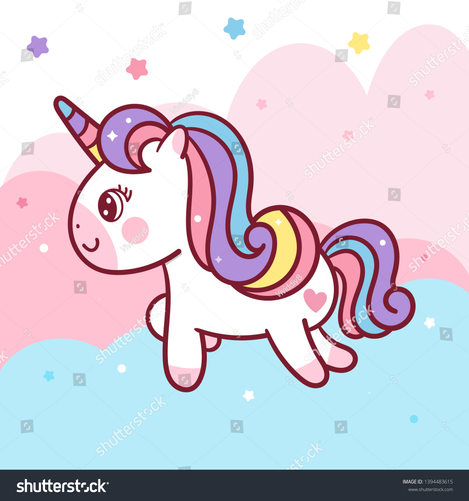 Ilustrador De Unicornio Vector En La Coleccion De Dibujos Animados Para Bebes Kawaii Character Pony Caricatura